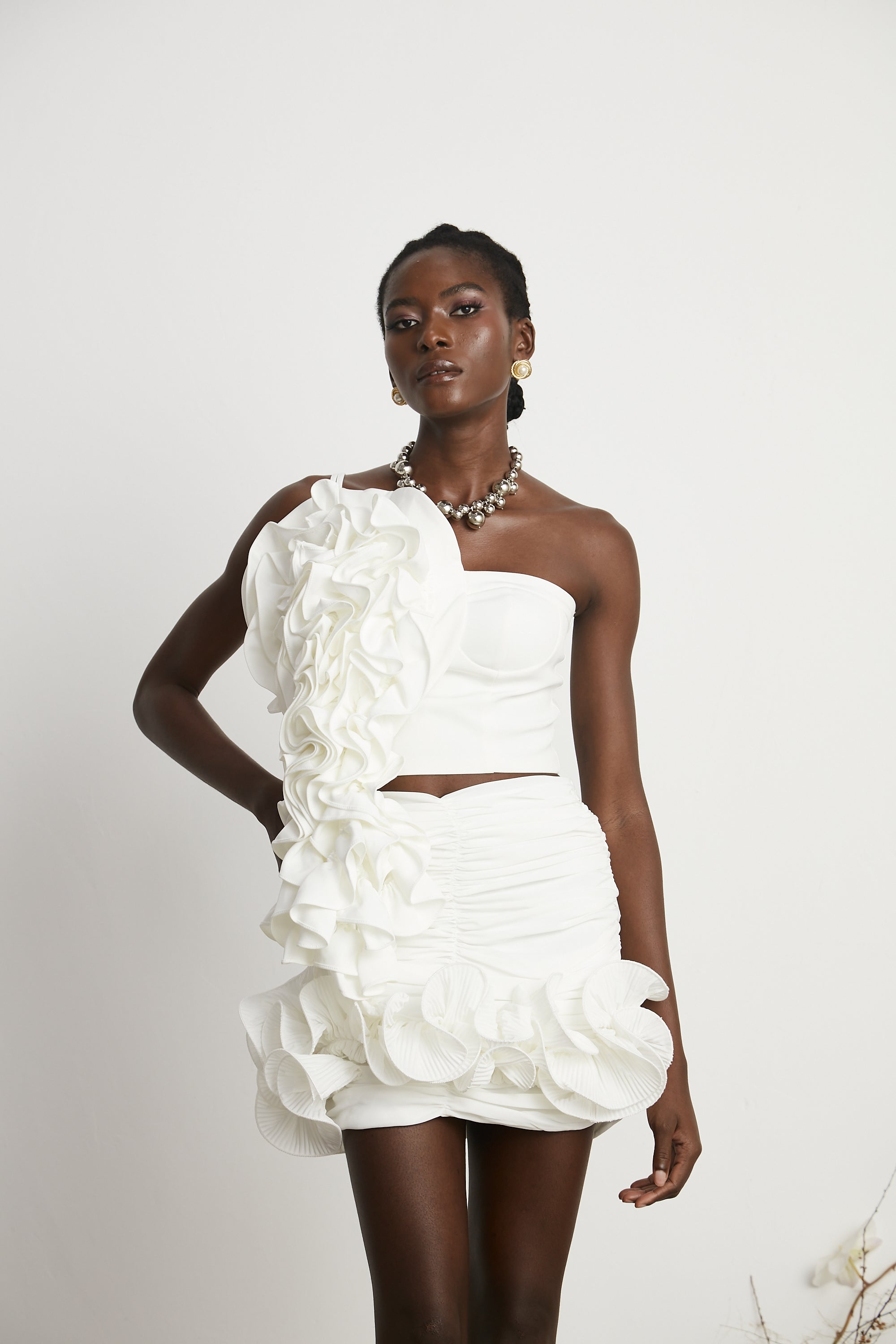 Sylvie ruched ruffled mini skirt (Final Sale)