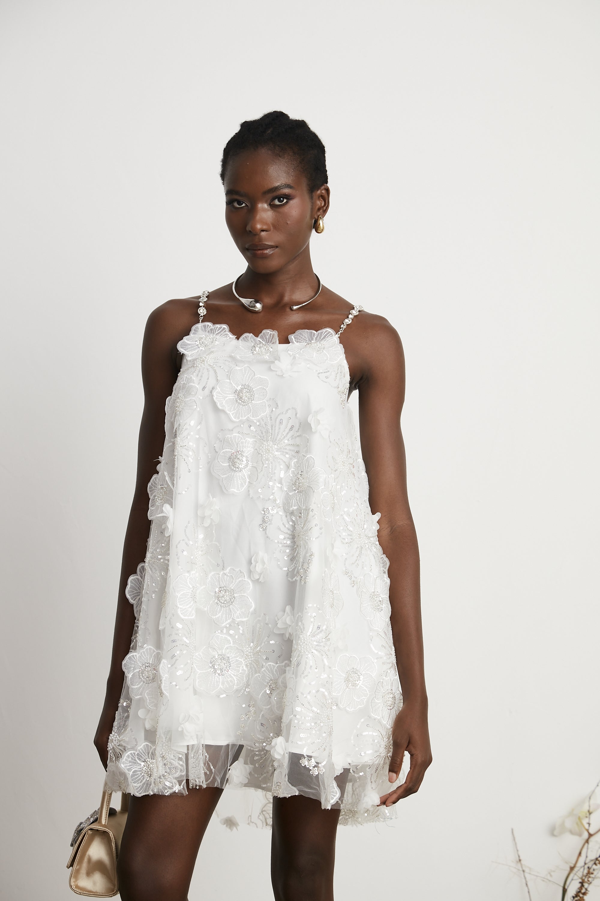 Suzette crystal-embellished floral mini dress (Final Sale-US Only)
