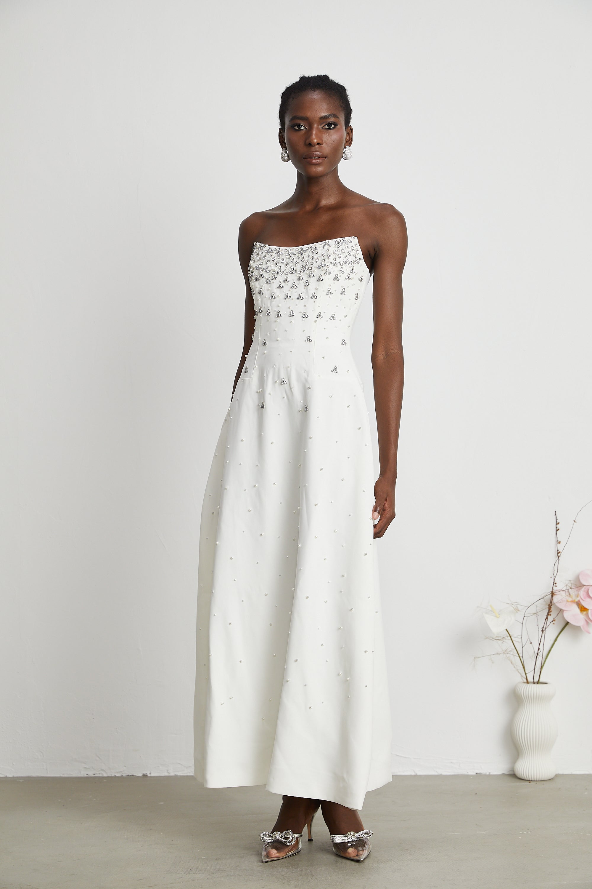 Melisande white embellished maxi dress (Final Sale-US Only)