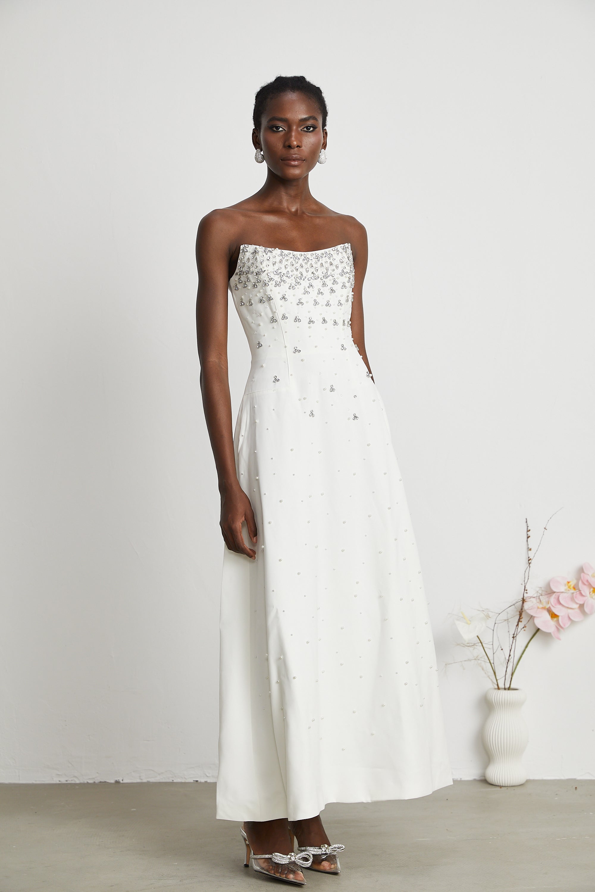 Melisande white embellished maxi dress (Final Sale-US Only)