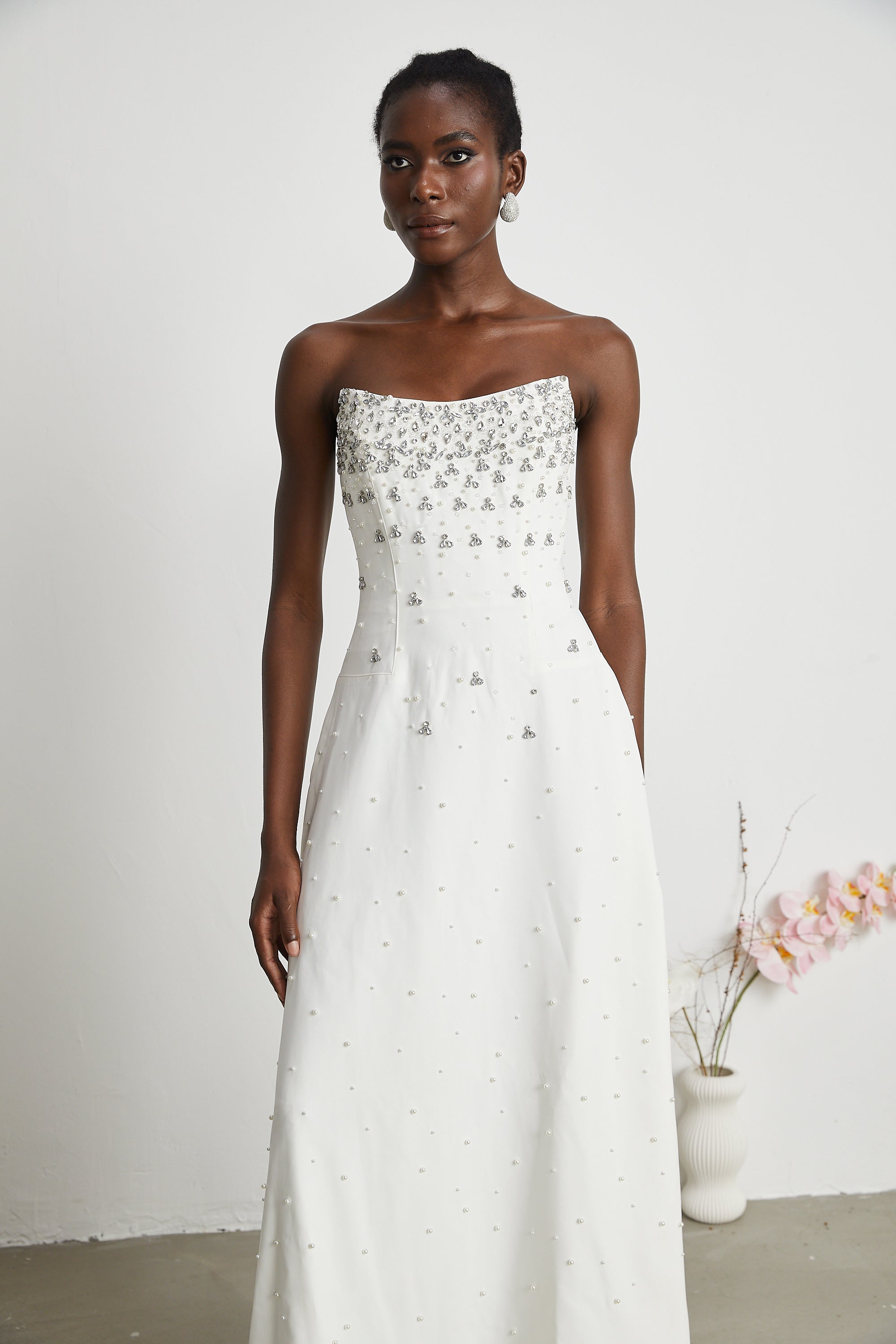 Melisande white embellished maxi dress (Final Sale-US Only)