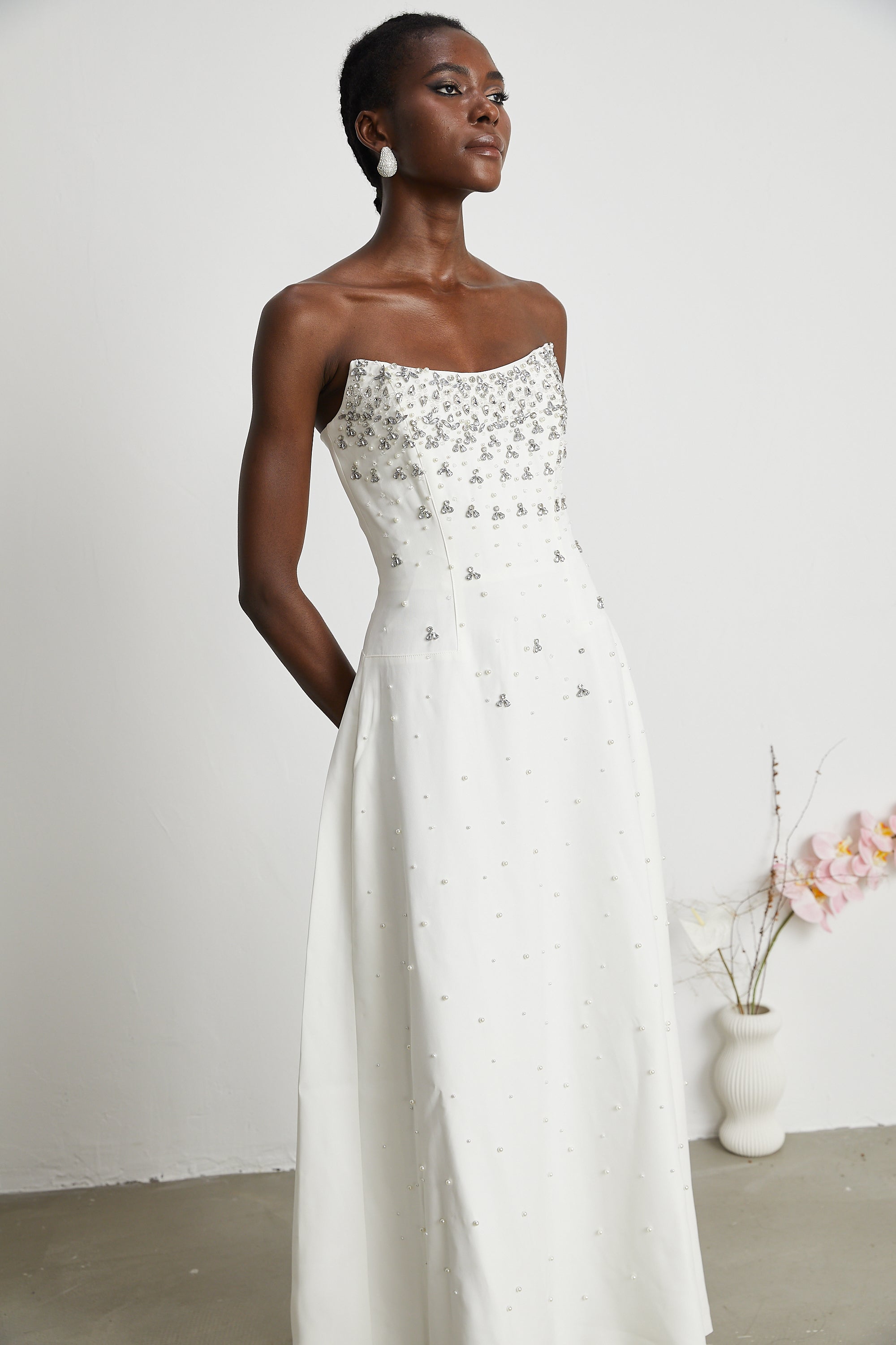 Melisande white embellished maxi dress (Final Sale-US Only)