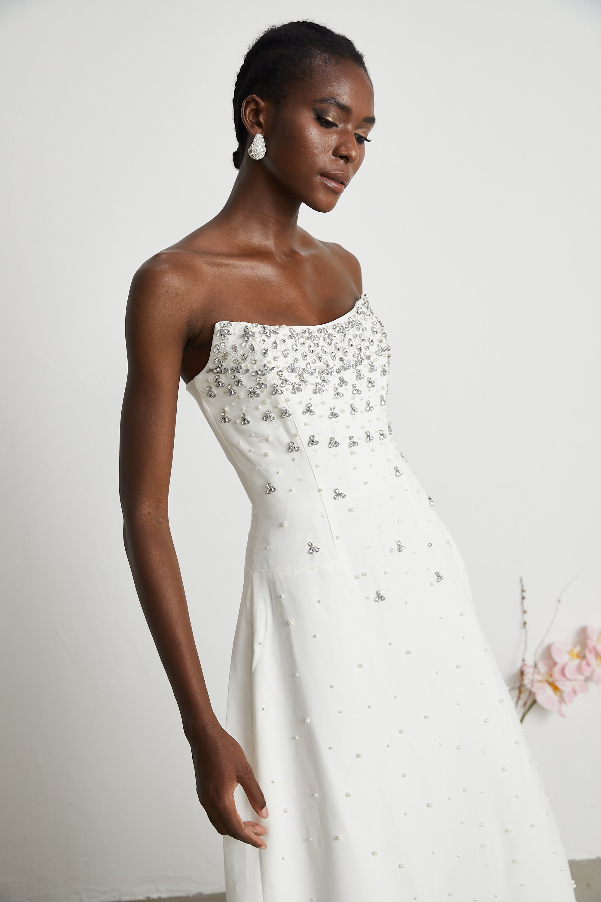 Melisande White Embellished Maxi Dress