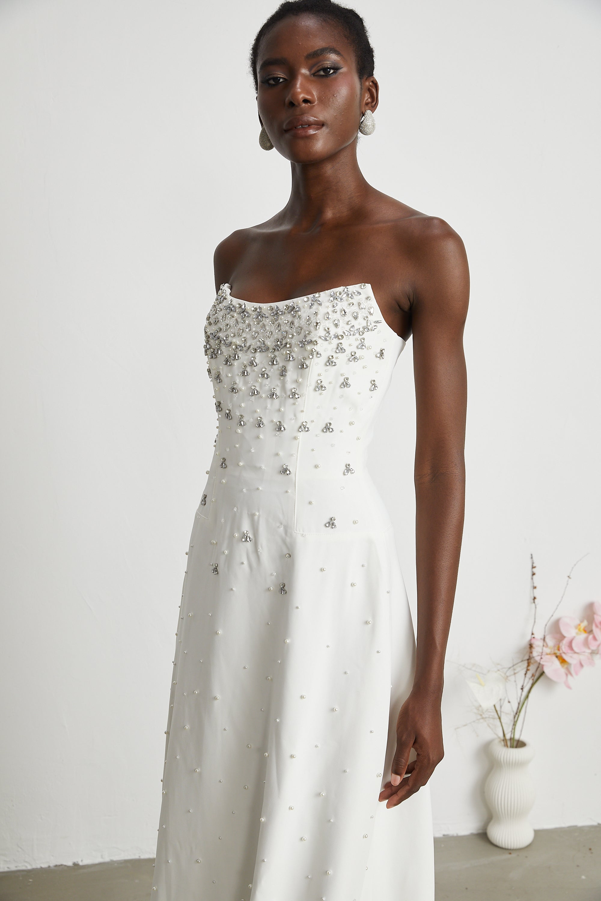 Melisande white embellished maxi dress (Final Sale-US Only)