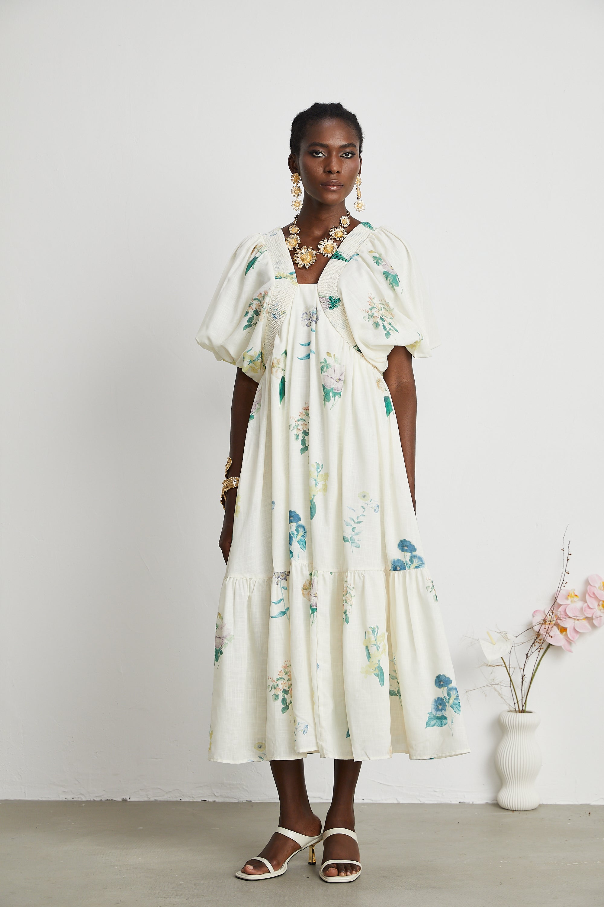 Cyrielle V-neck floral-print midi dress (Final Sale-US Only)