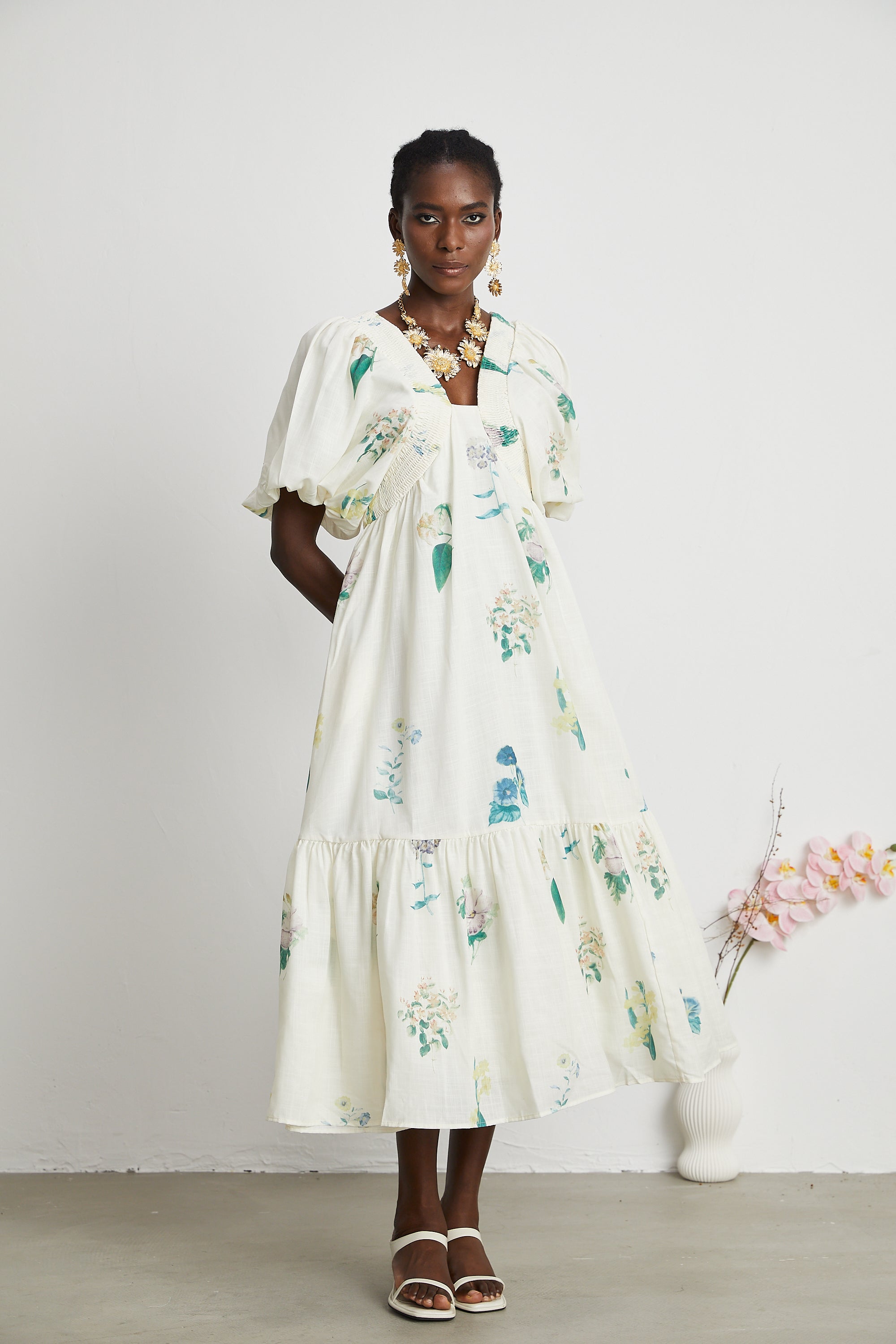 Cyrielle V-neck floral-print midi dress (Final Sale-US Only)
