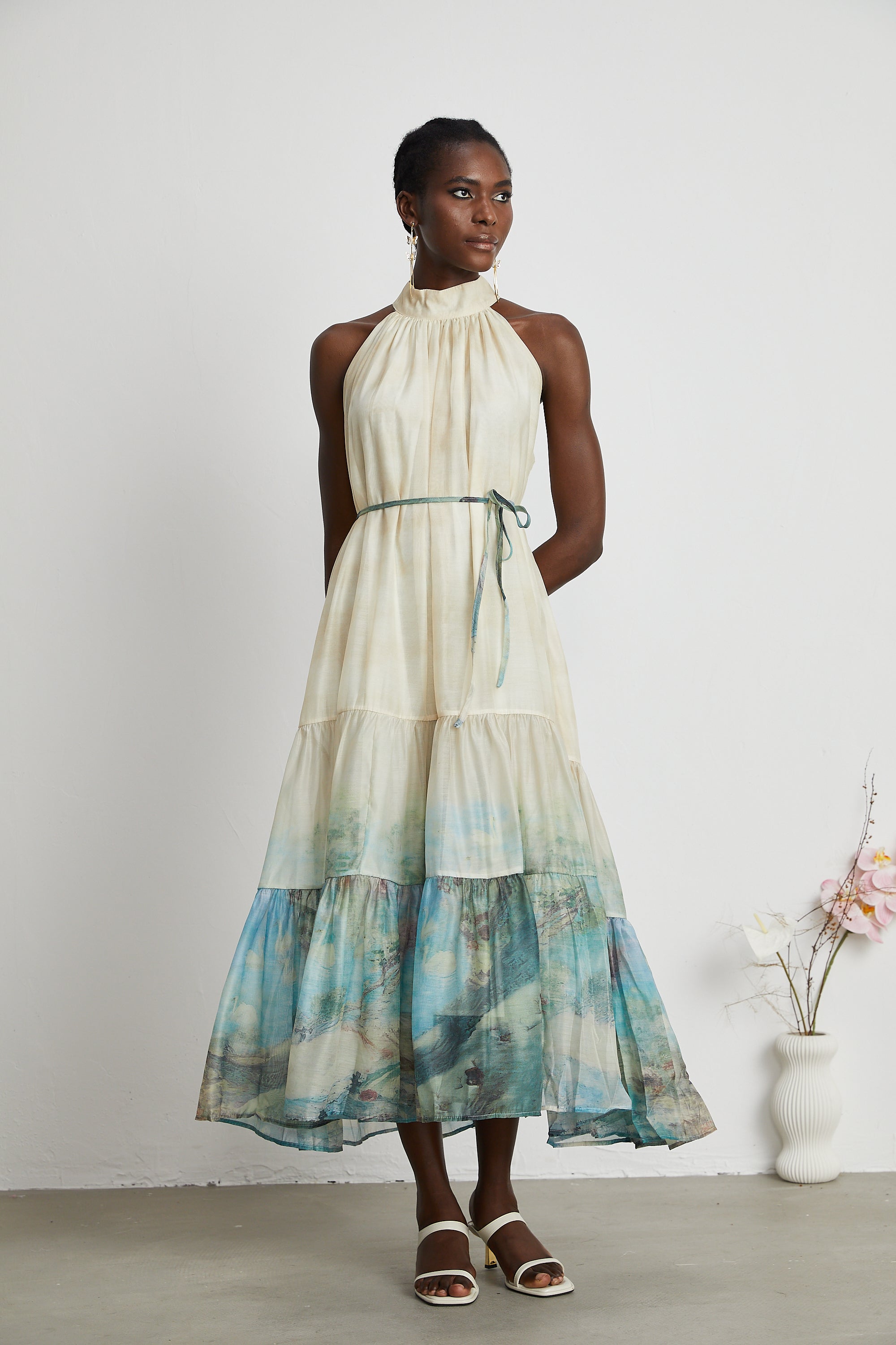 Delphine layered pattern-print midi dress (Final Sale)