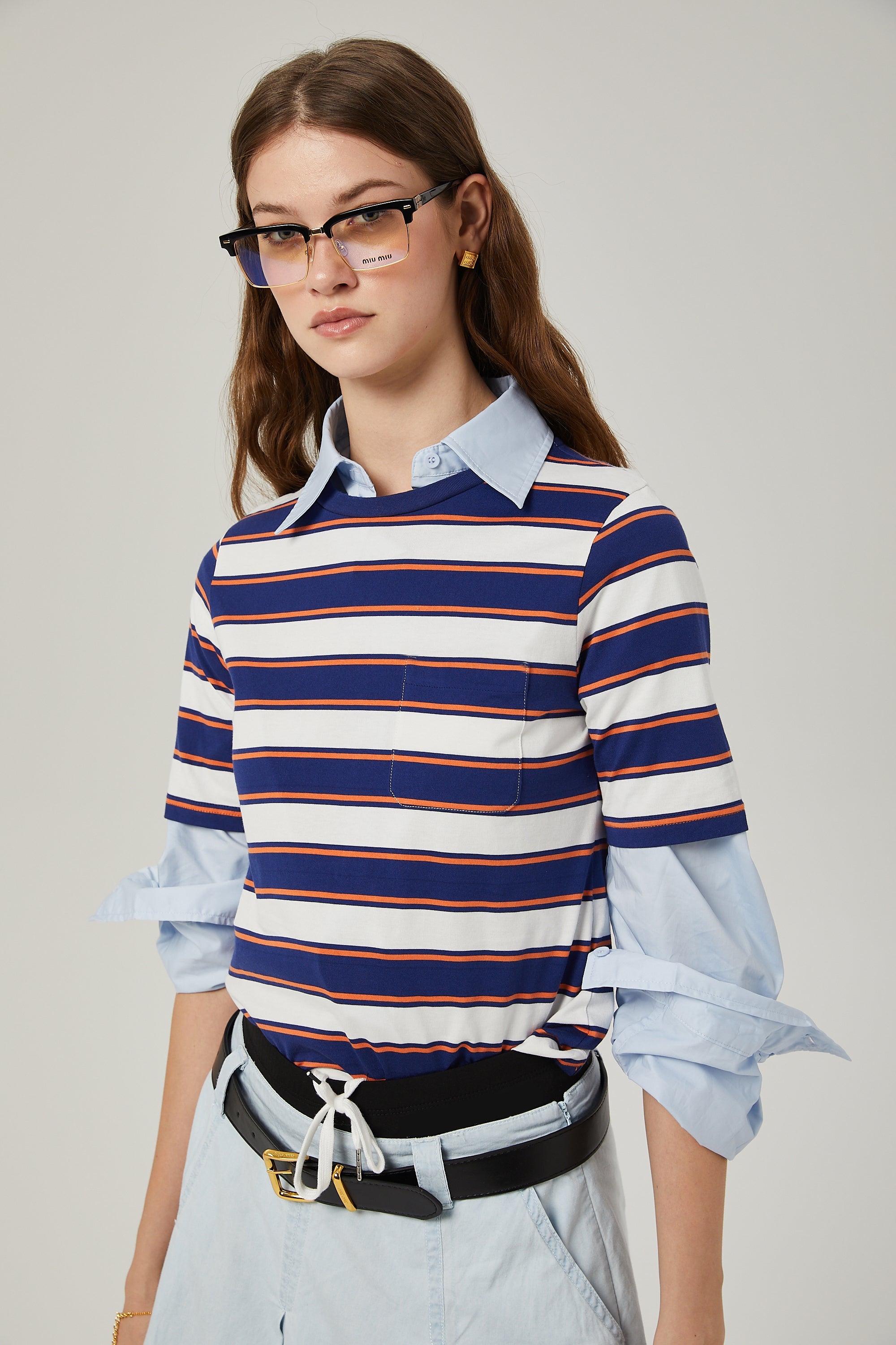 Marina pleated chambray skirt (Final Sale-US Only)