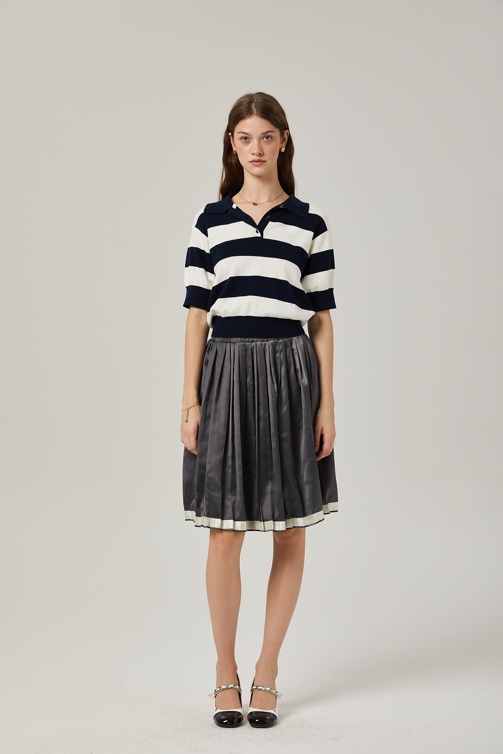 Rosalie color-blocked pleated skirt (Final Sale)
