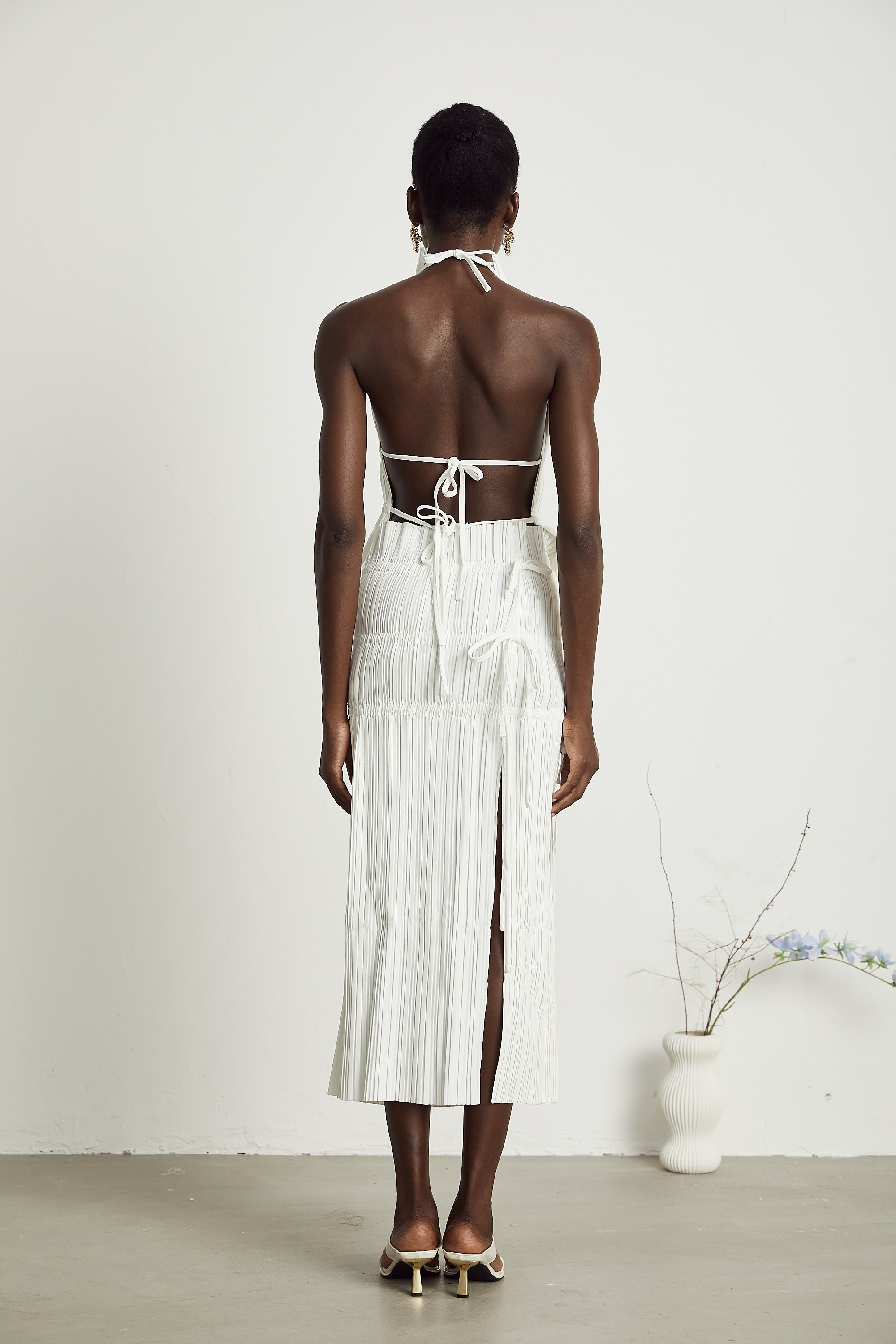 Milisent open-back pleated top & skirt matching set (Final Sale-US Only)