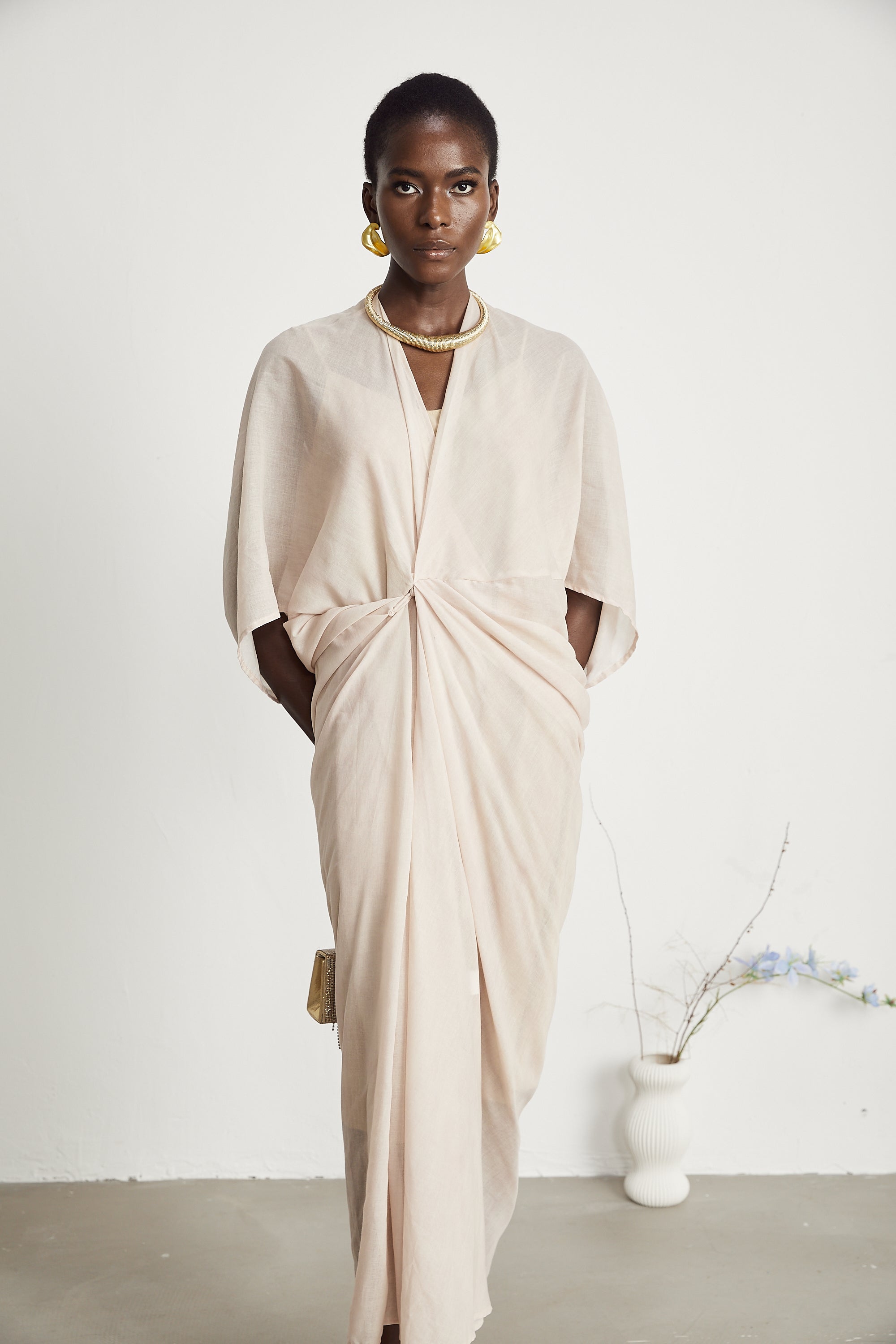 Solène semi-sheer V-neck midi dress (Final Sale-US Only)