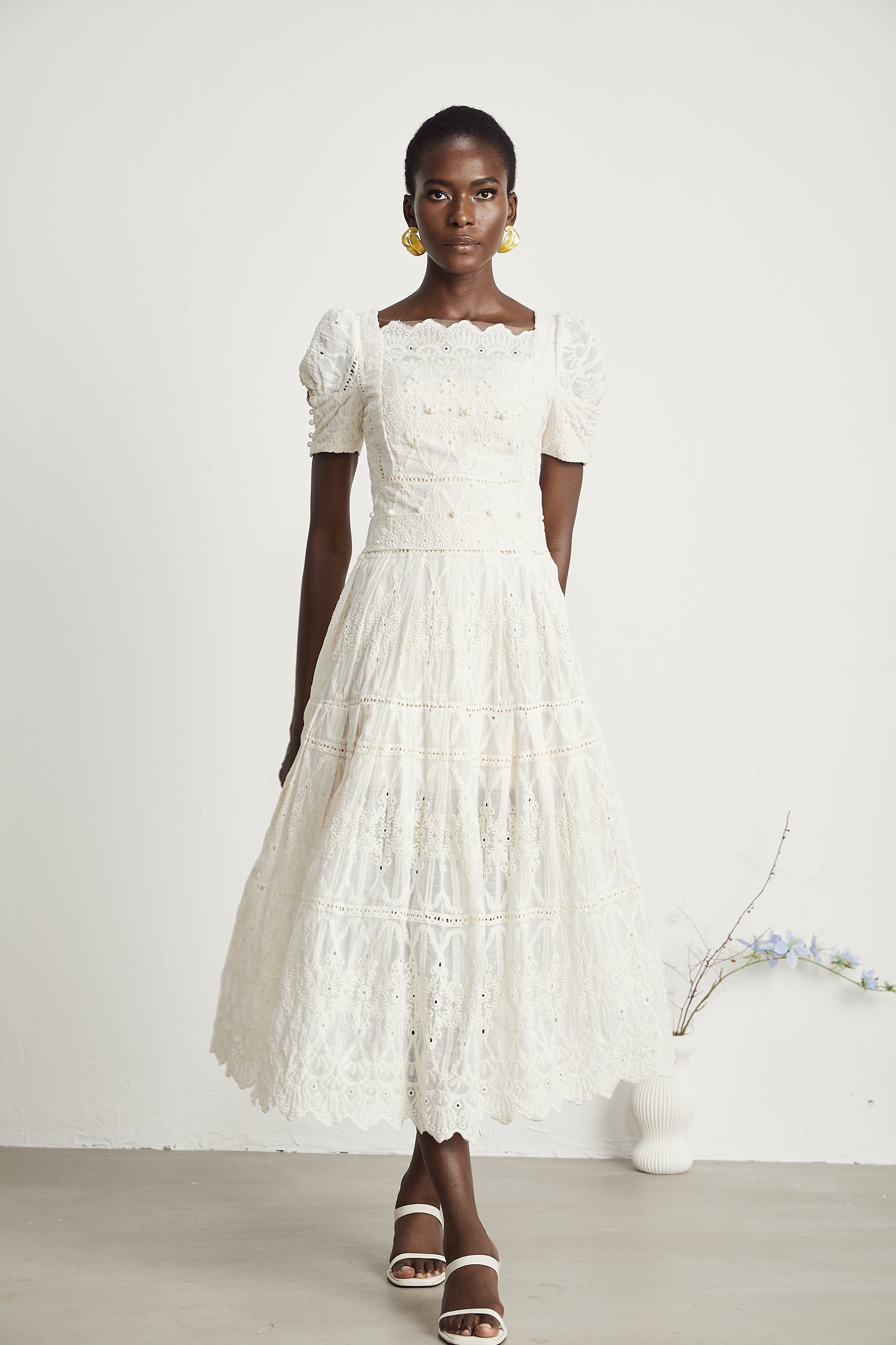 Anaïs faux-pearl embellished cut-out midi dress（Final Sale-US Only)