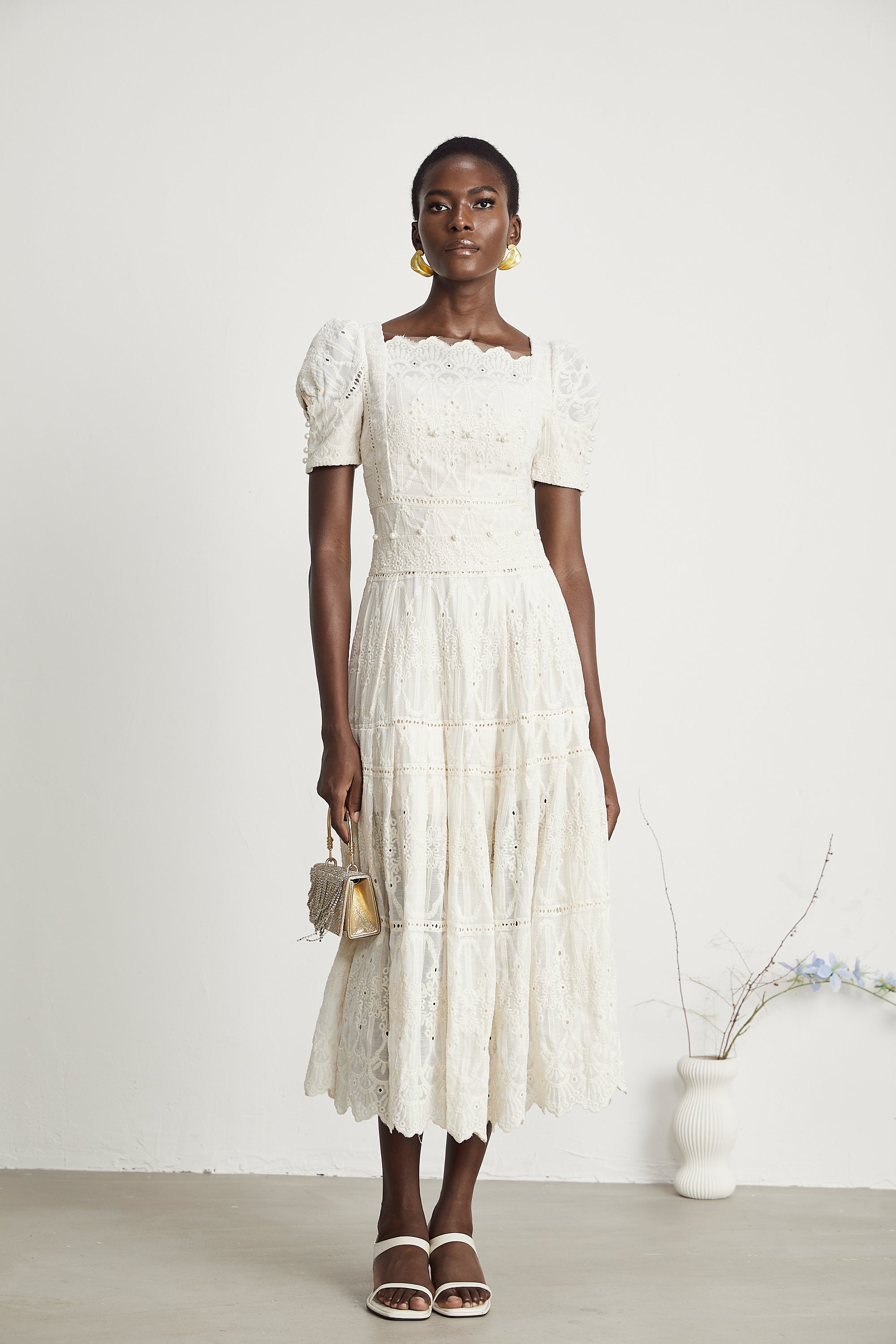 Anaïs faux-pearl embellished cut-out midi dress（Final Sale-US Only)