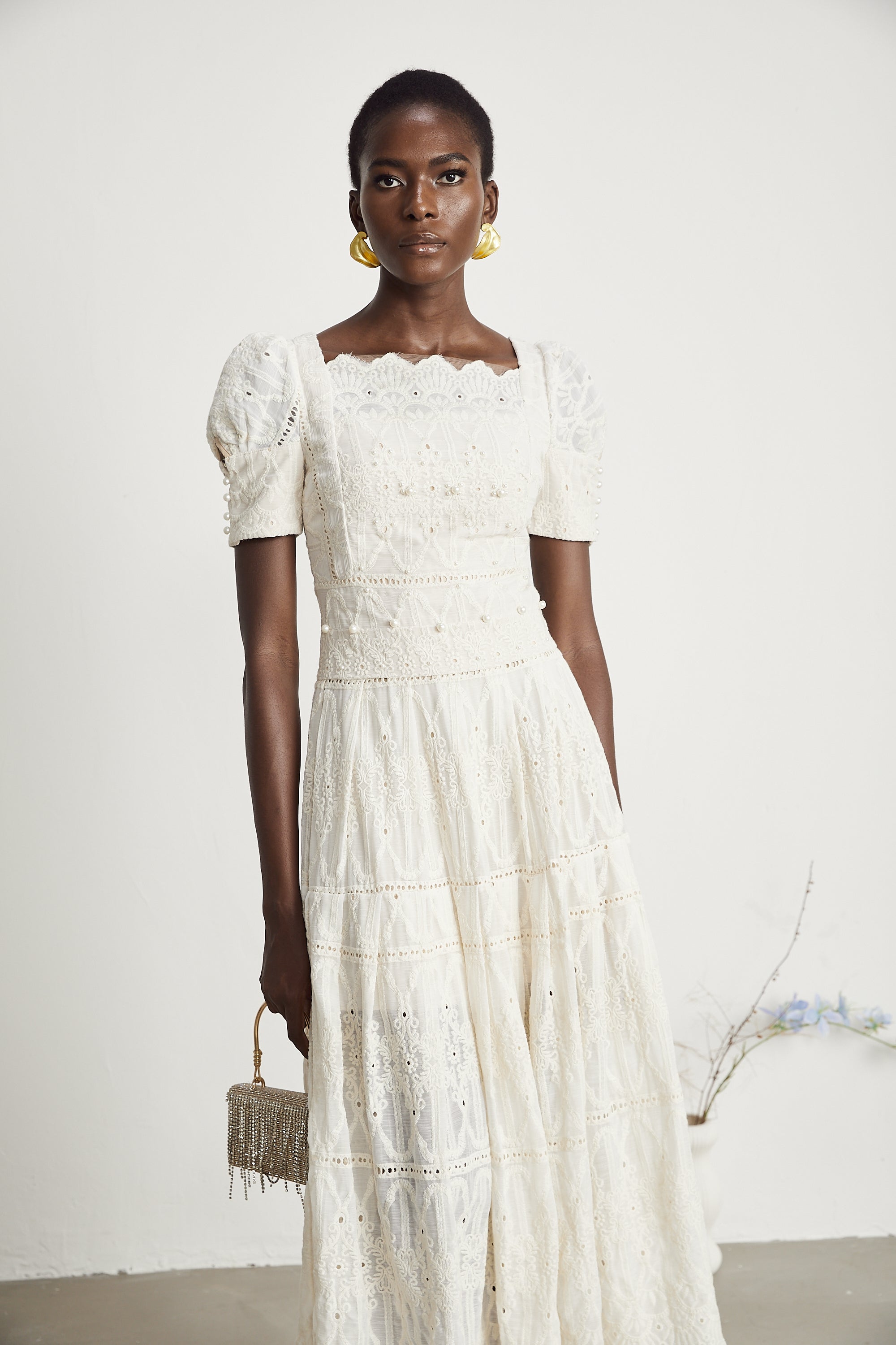 Anaïs faux-pearl embellished cut-out midi dress（Final Sale-US Only)
