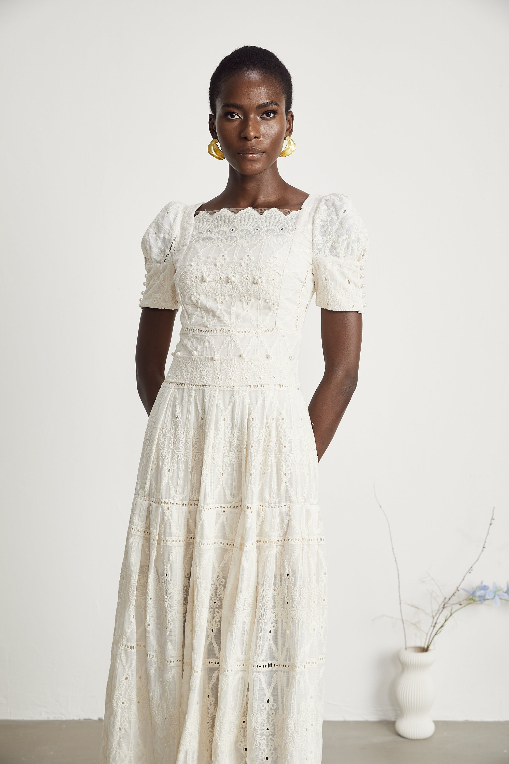 Anaïs faux-pearl embellished cut-out midi dress（Final Sale-US Only)