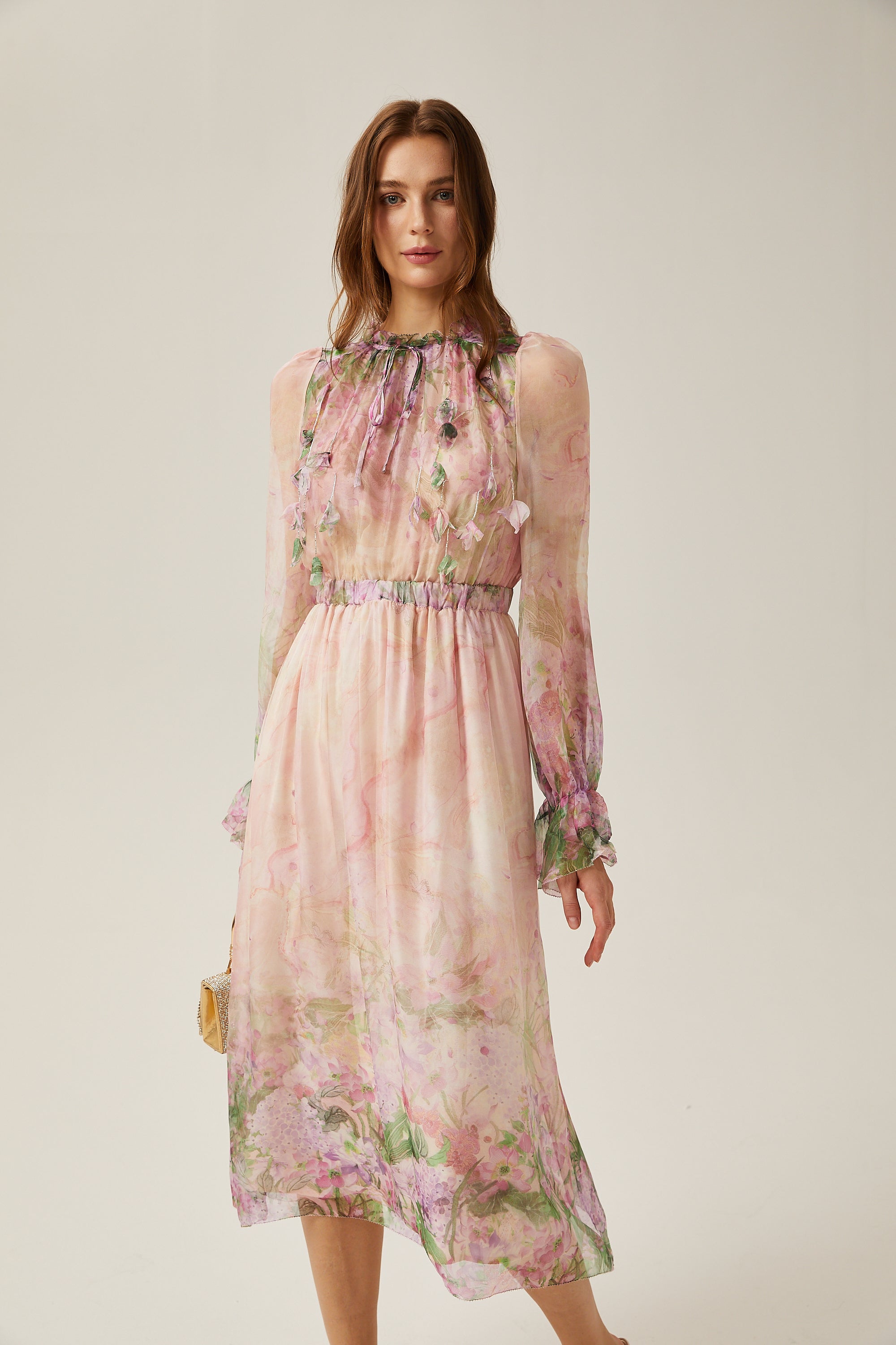 Justine floral-print cinched-waist midi dress (Final Sale)