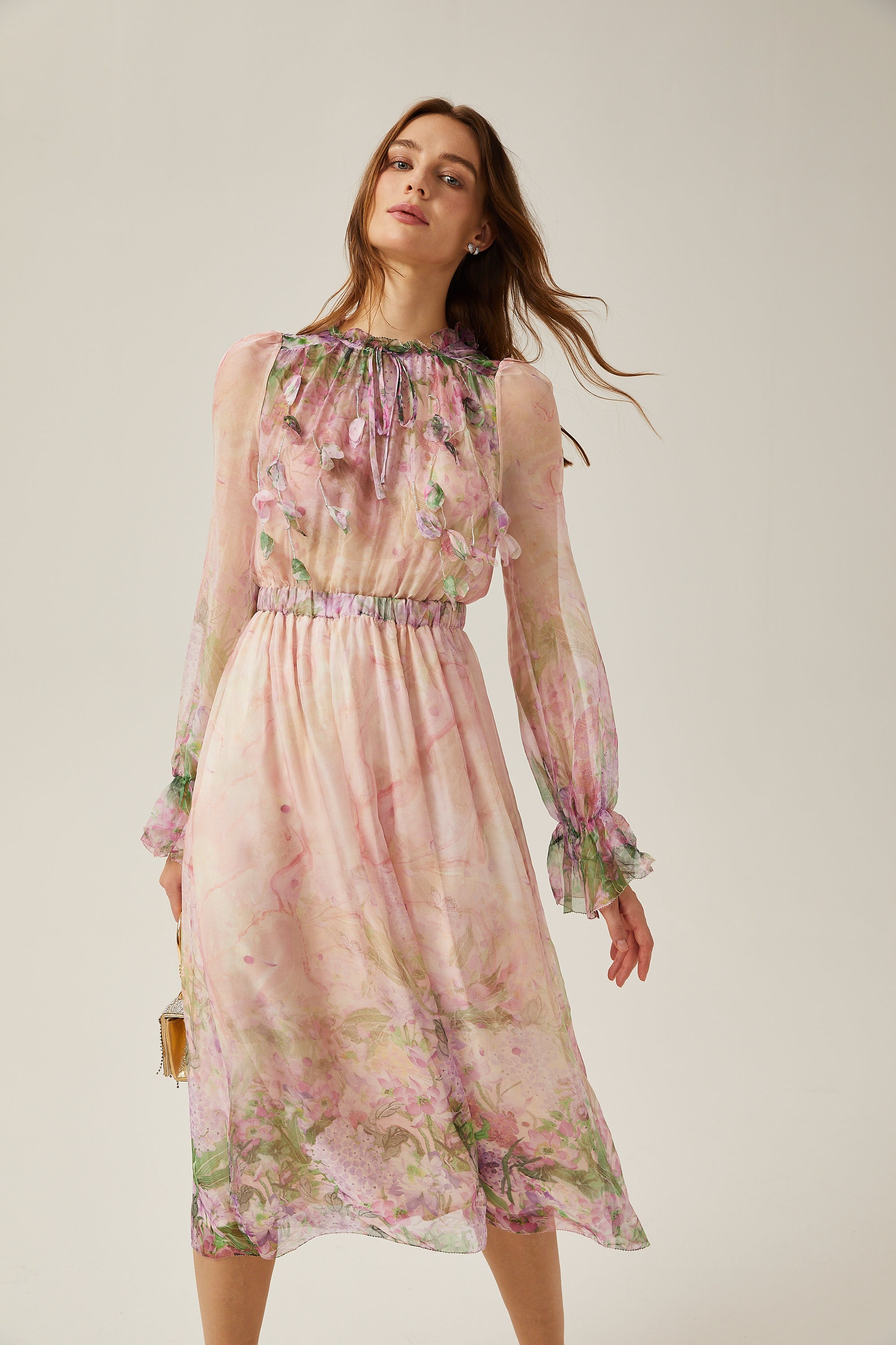 Justine floral-print cinched-waist midi dress (Final Sale)