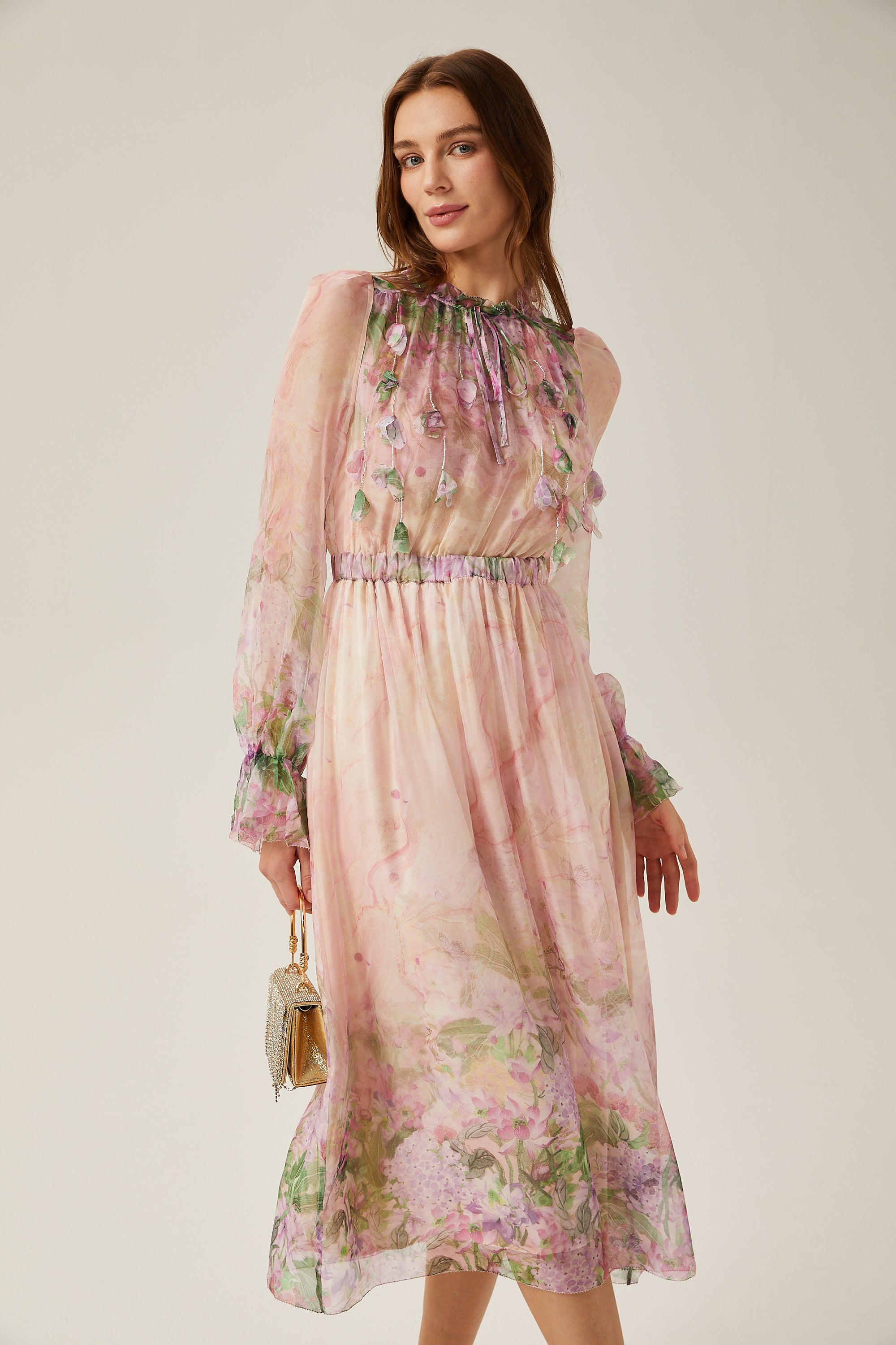 Justine floral-print cinched-waist midi dress (Final Sale)