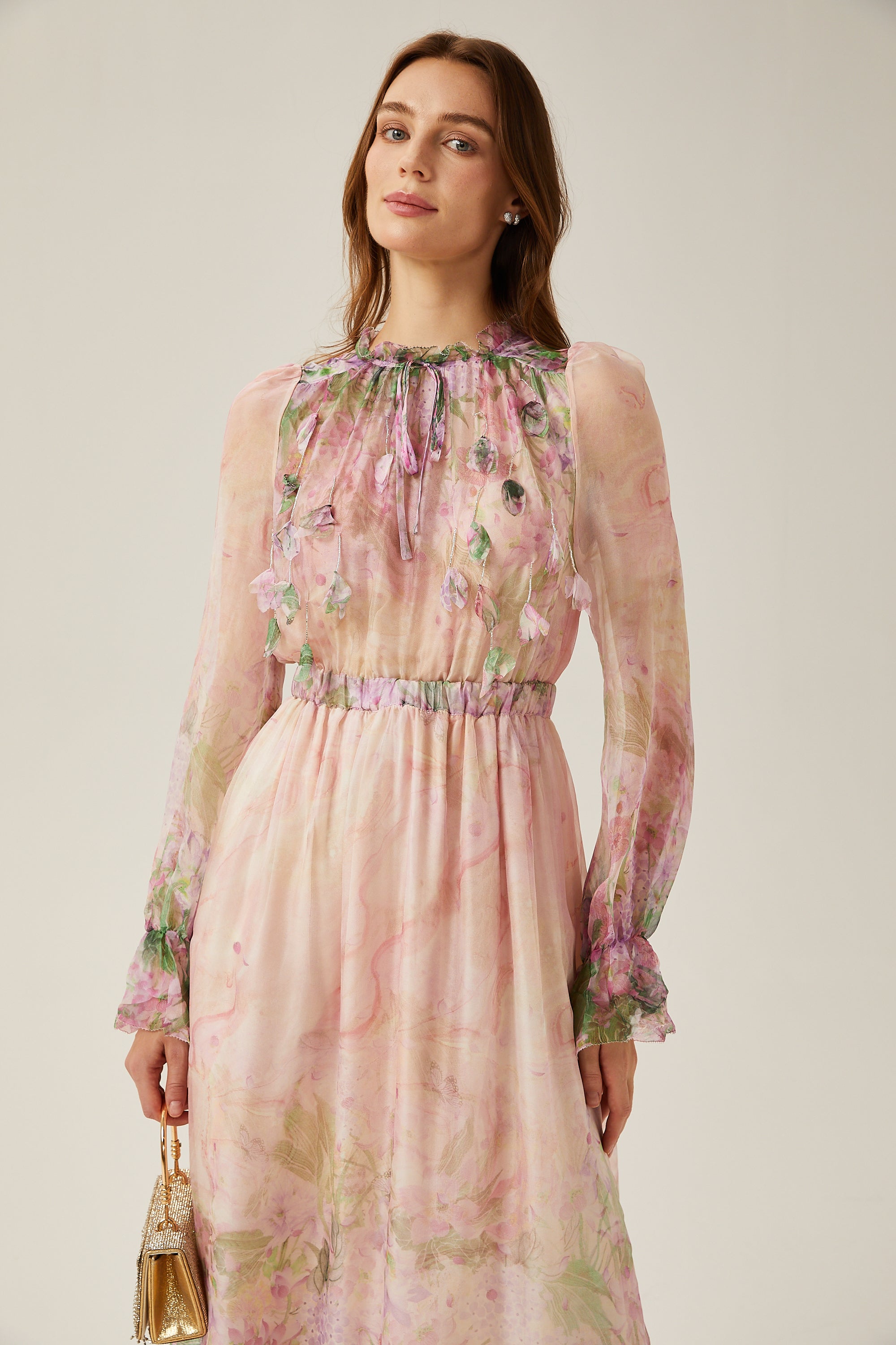 Justine floral-print cinched-waist midi dress (Final Sale)