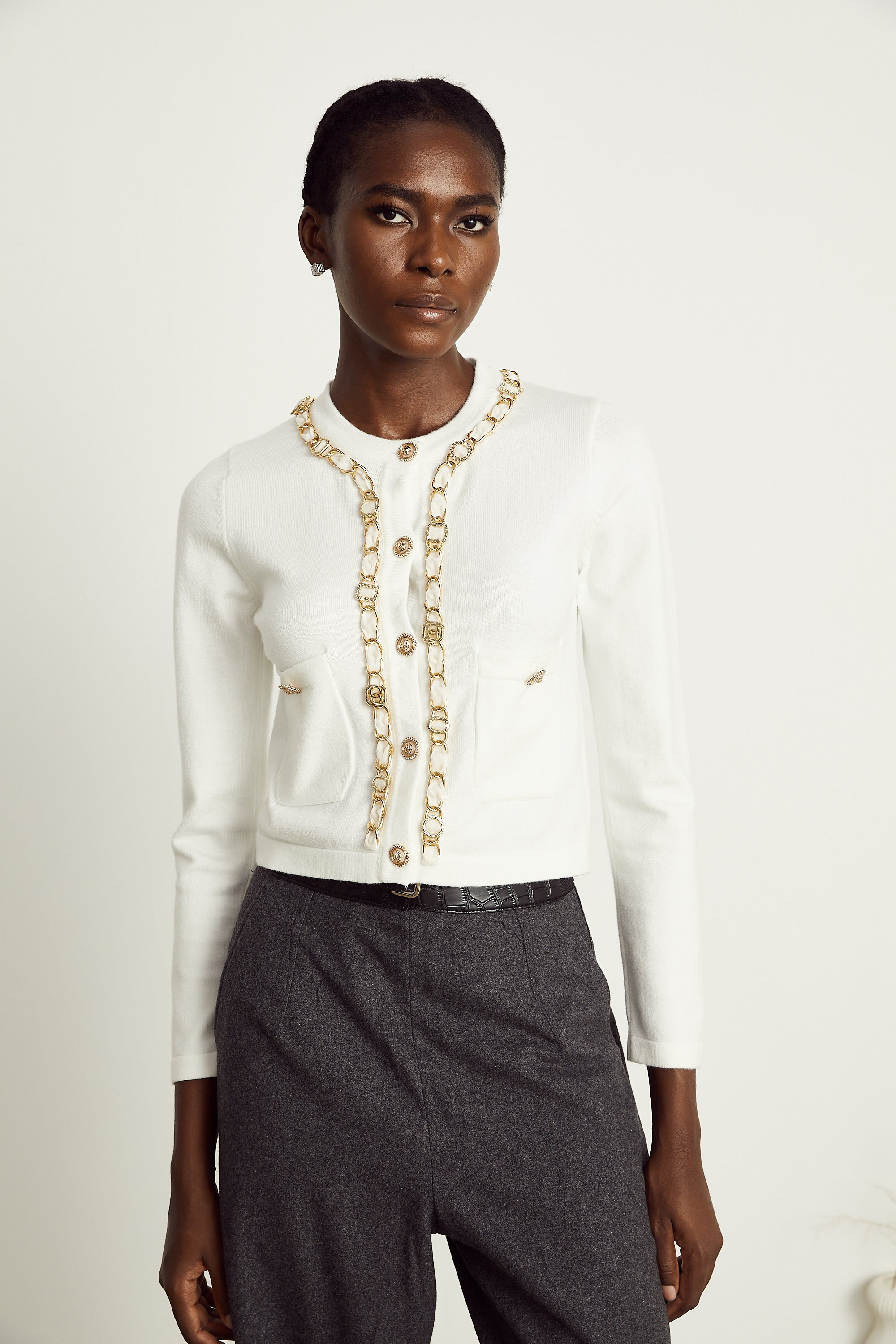 Karine chain-link knitted cardigan (Final Sale-US Only)