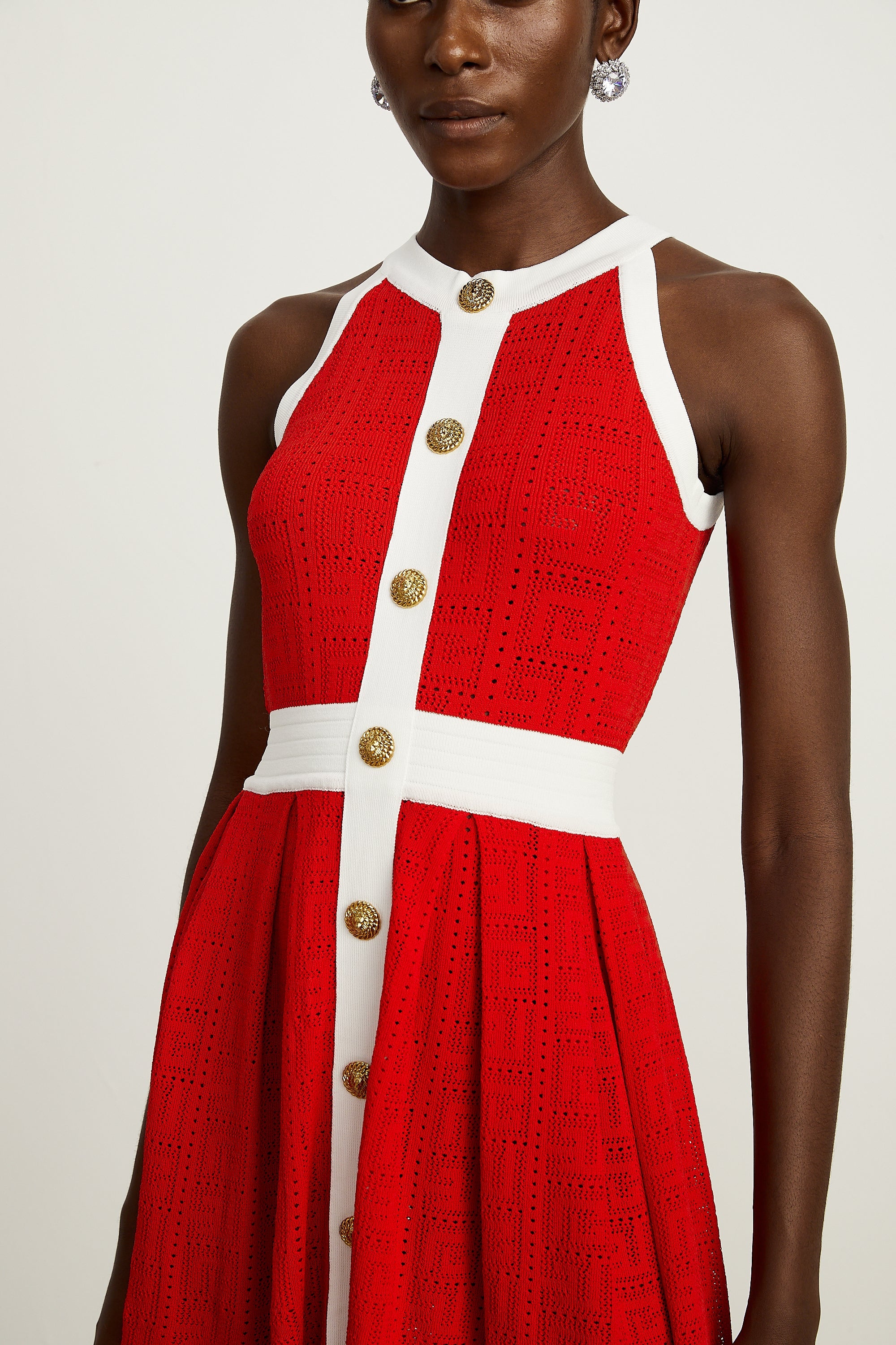 Jasmine red contrast-trim sleeveless knit mini dress (Final Sale-US Only)