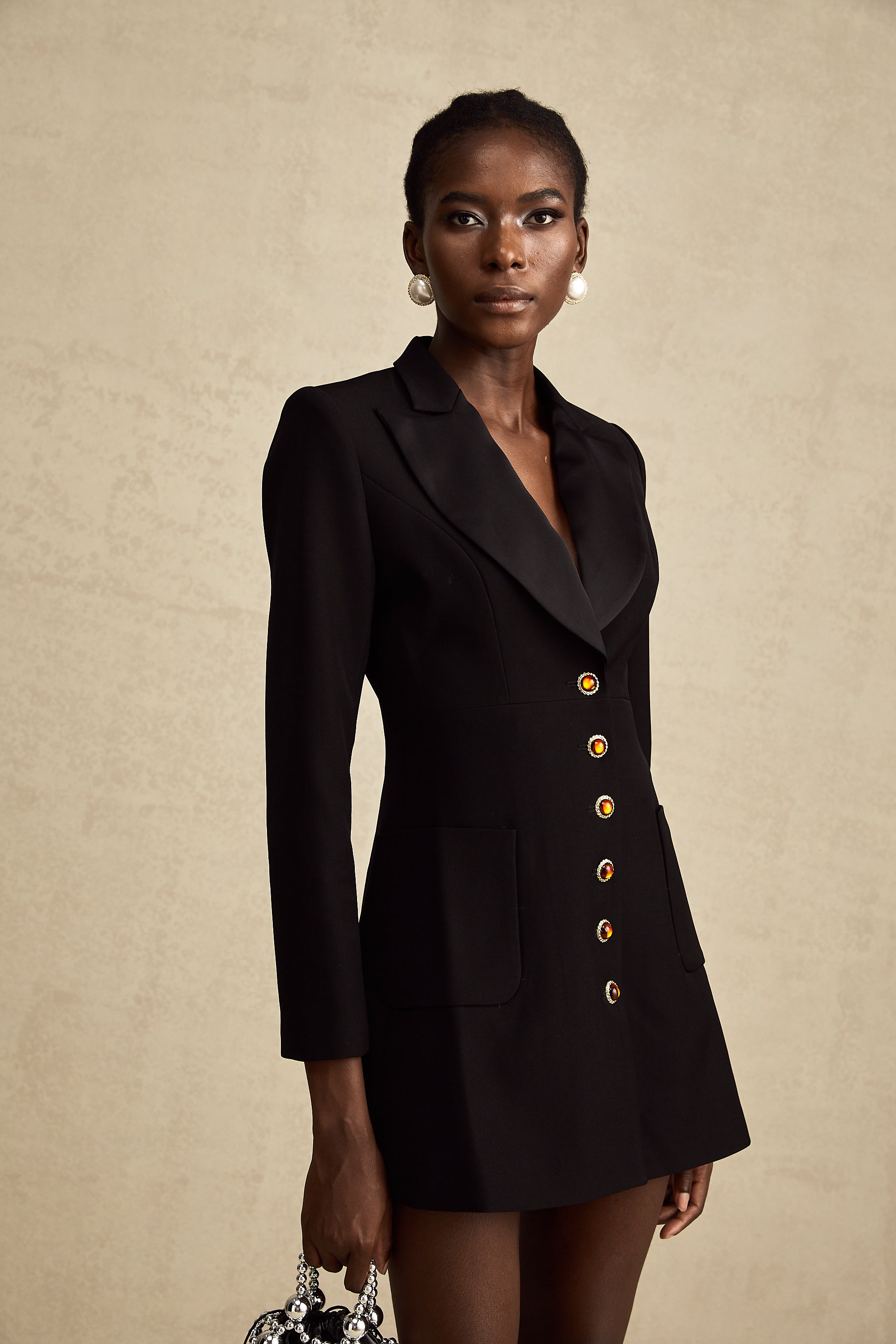 Aurore black single-breasted blazer dress (Final Sale)