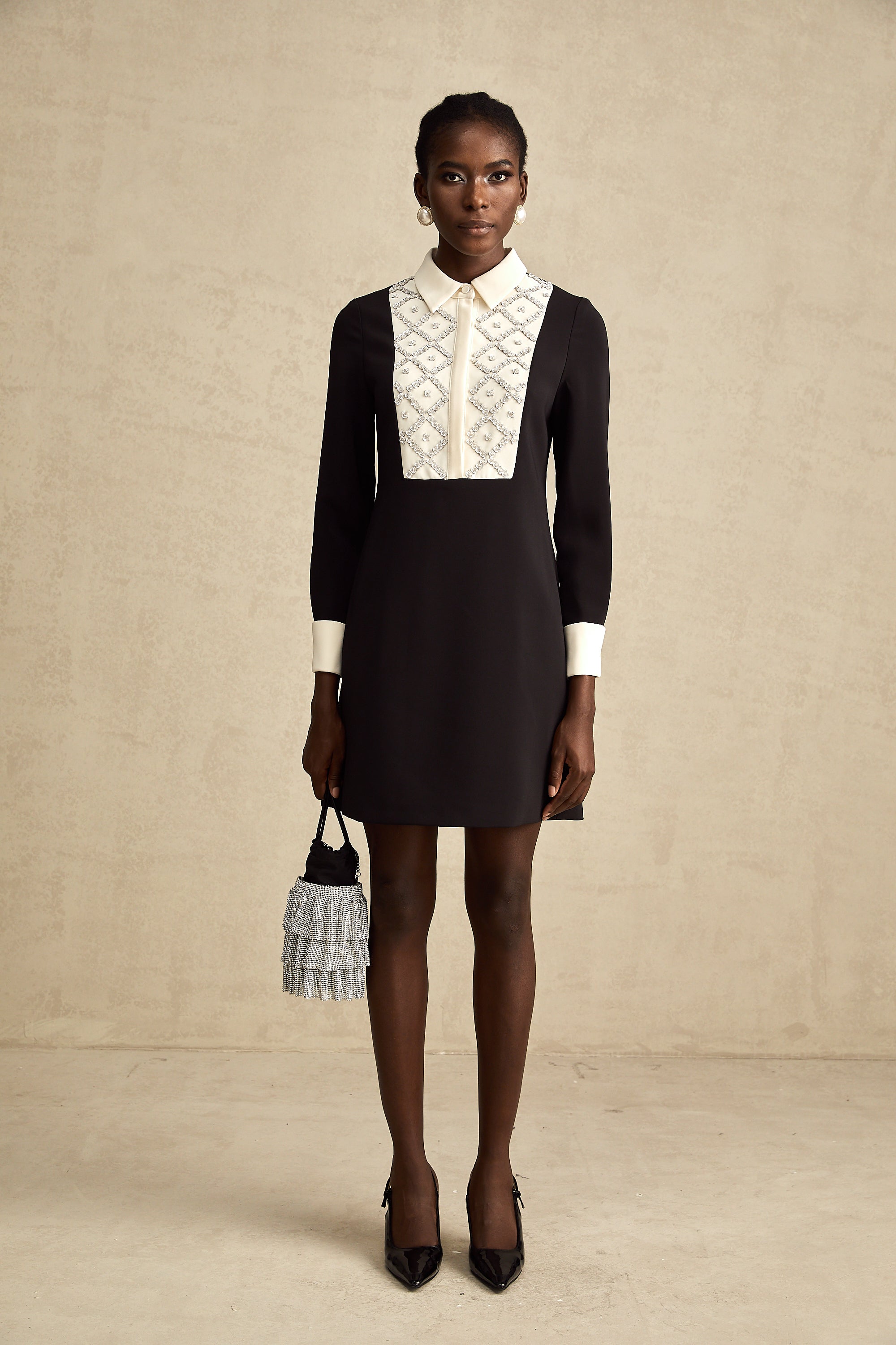 Esmée Two Tone Embellished Mini Dress (Final Sale)