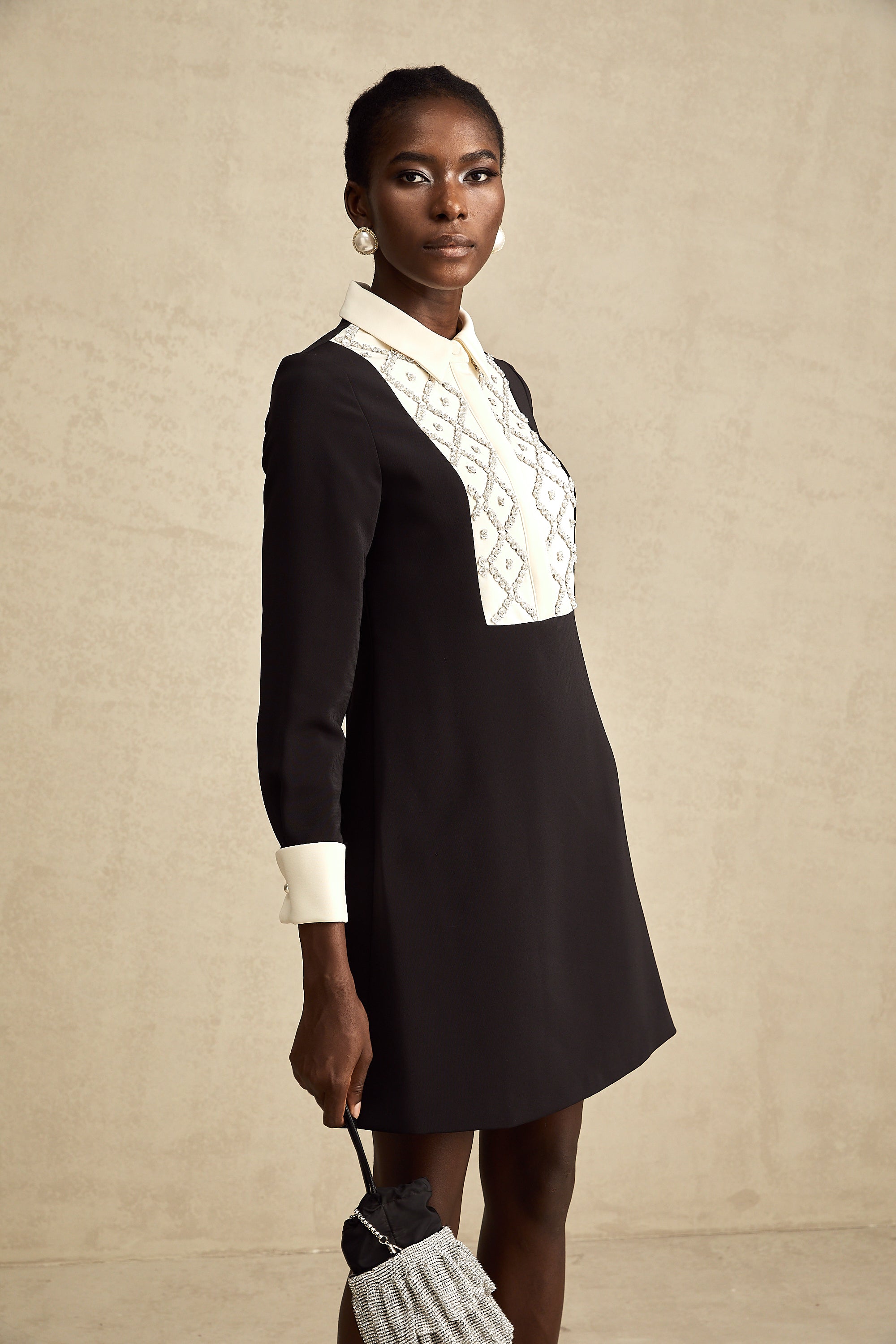Esmée Two Tone Embellished Mini Dress (Final Sale)