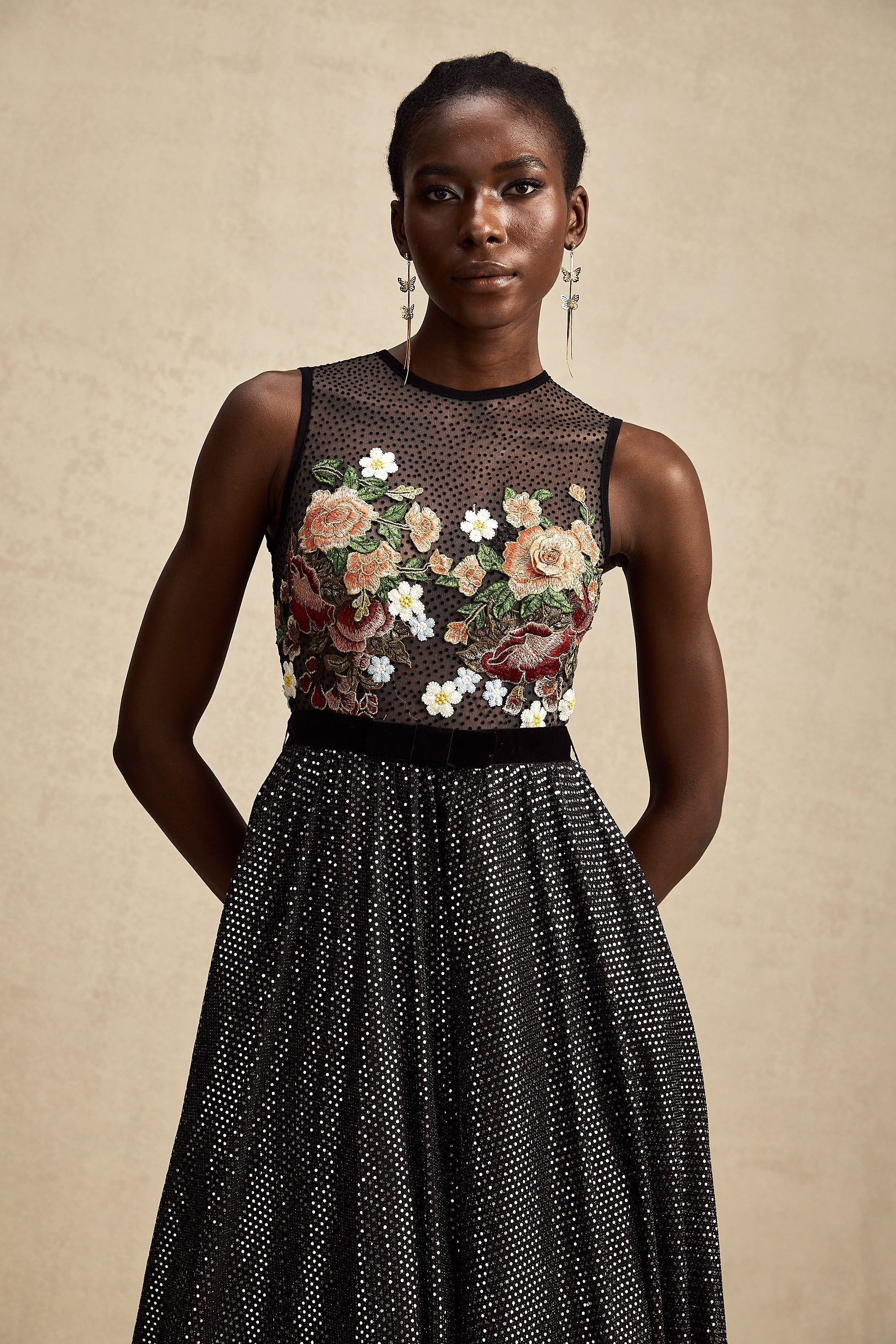Agathe floral embroidered embellished maxi dress (Final Sale)
