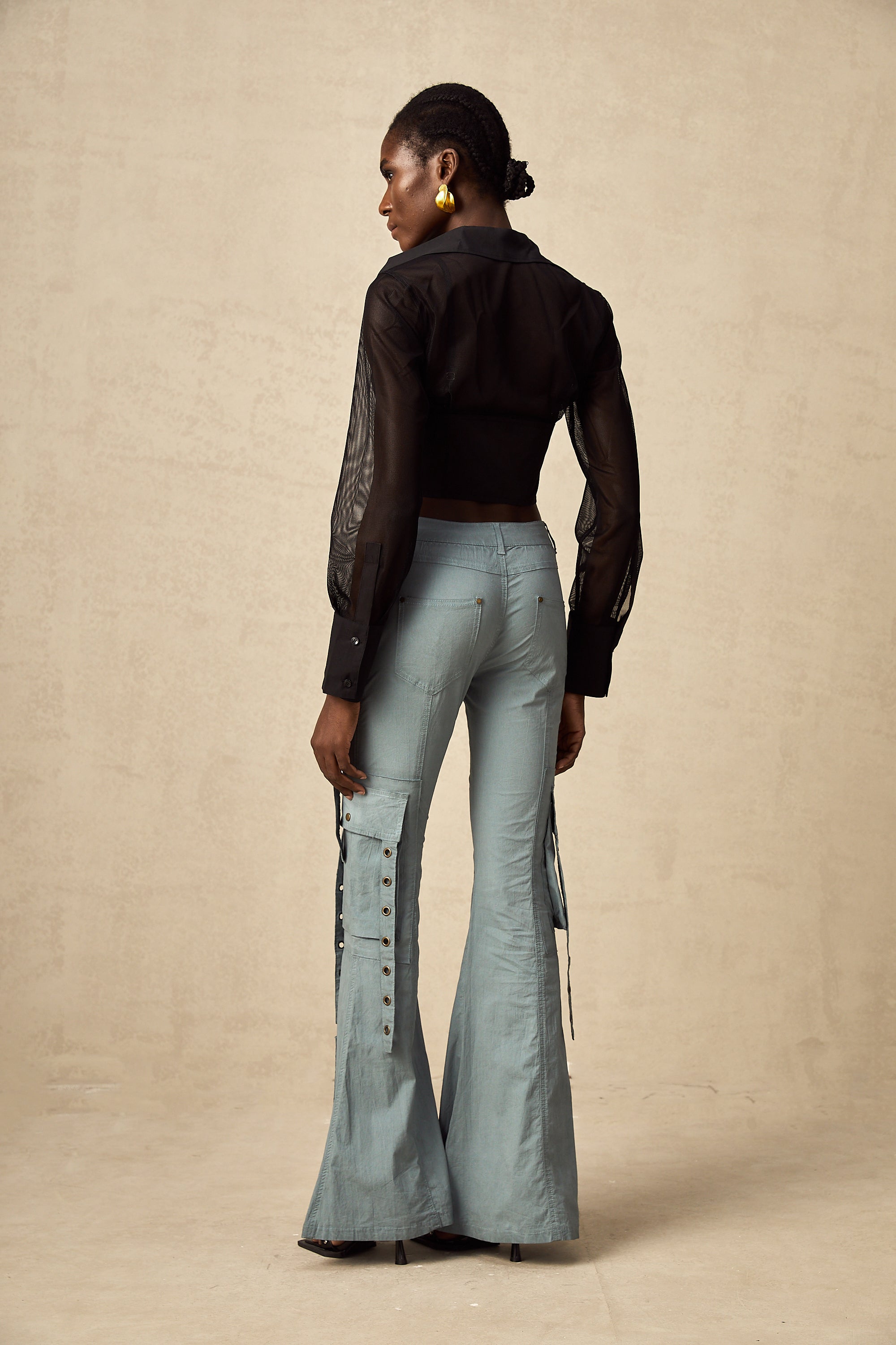 Mila belt-loop flared cargo trousers (Final Sale)