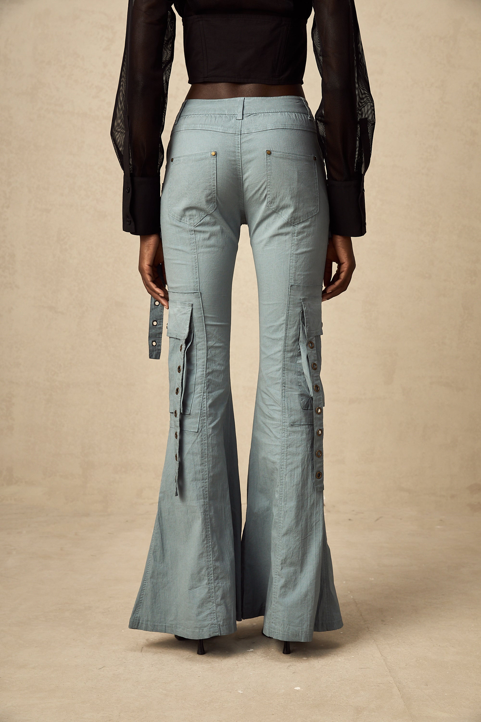 Mila belt-loop flared cargo trousers (Final Sale)