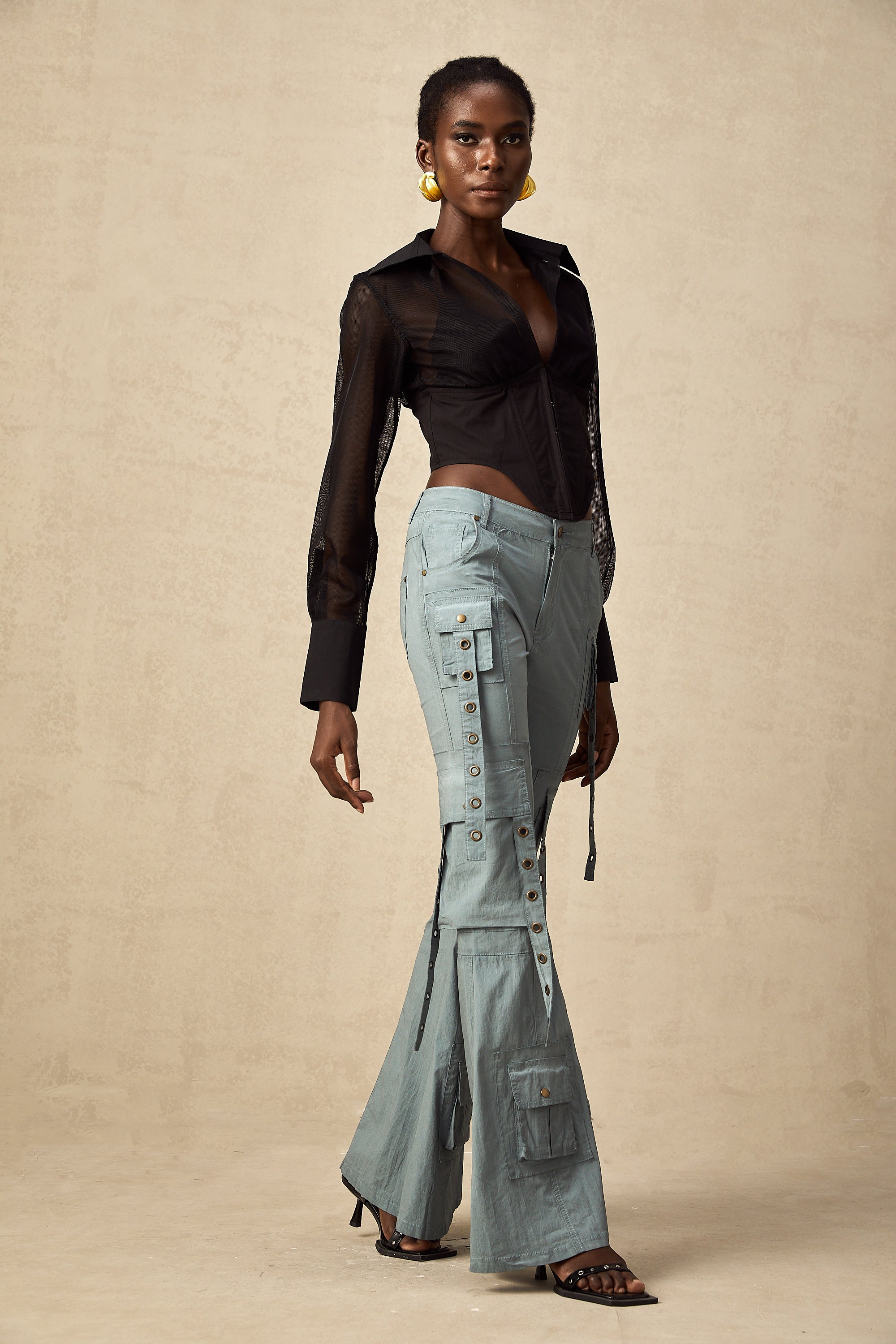 Mila belt-loop flared cargo trousers (Final Sale)