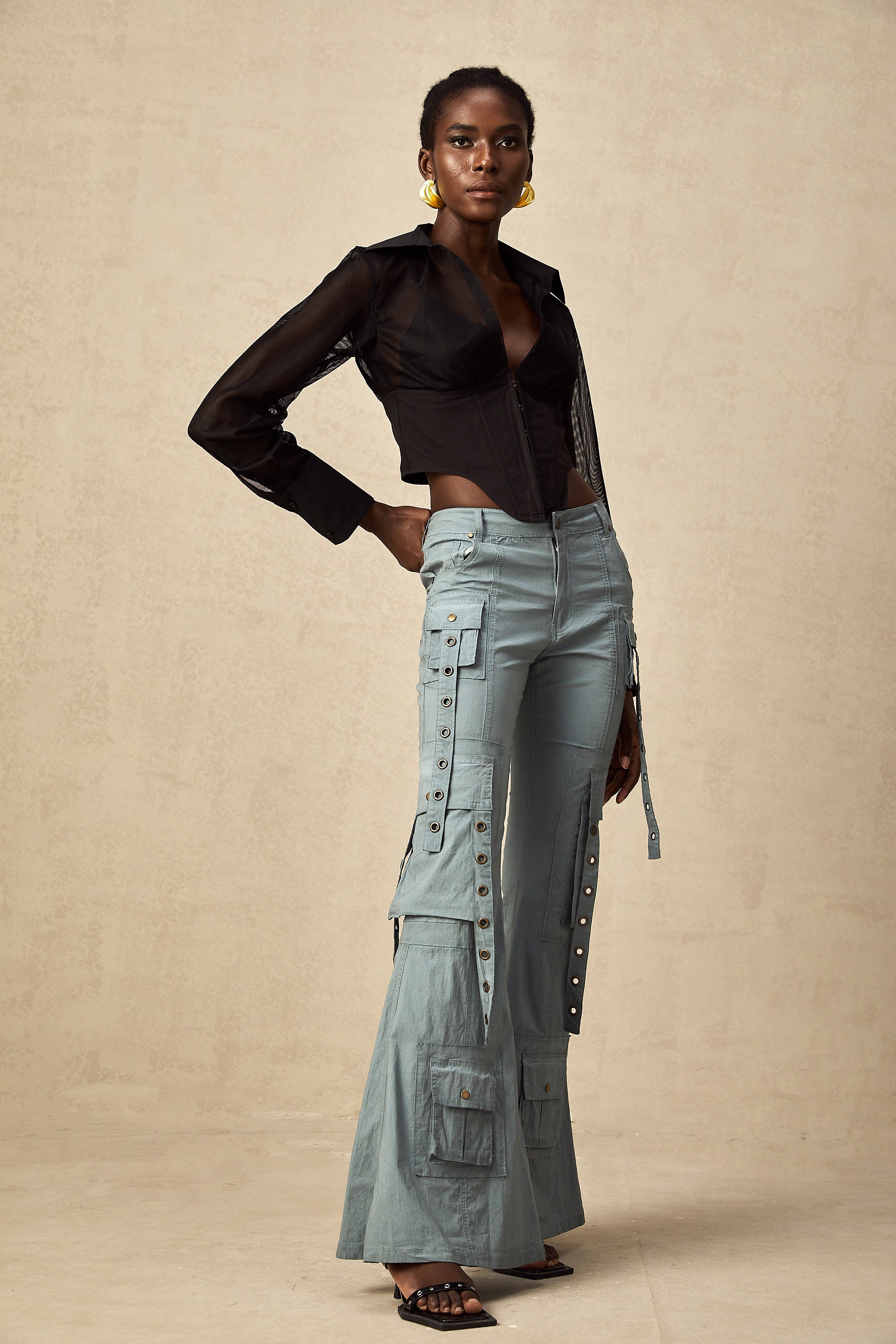 Mila belt-loop flared cargo trousers (Final Sale)