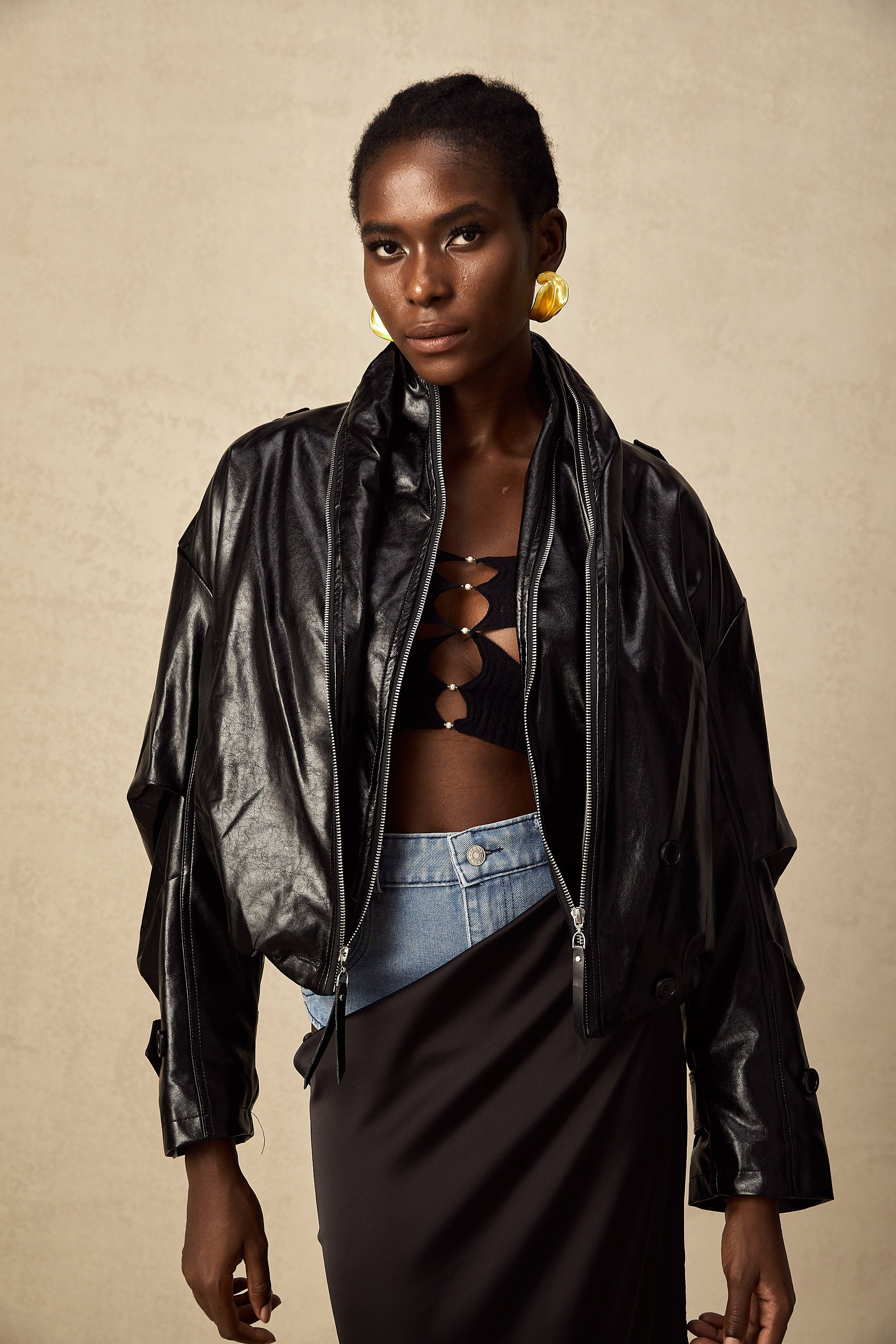 Virginie quilted cropped leather jacket (Final Sale)