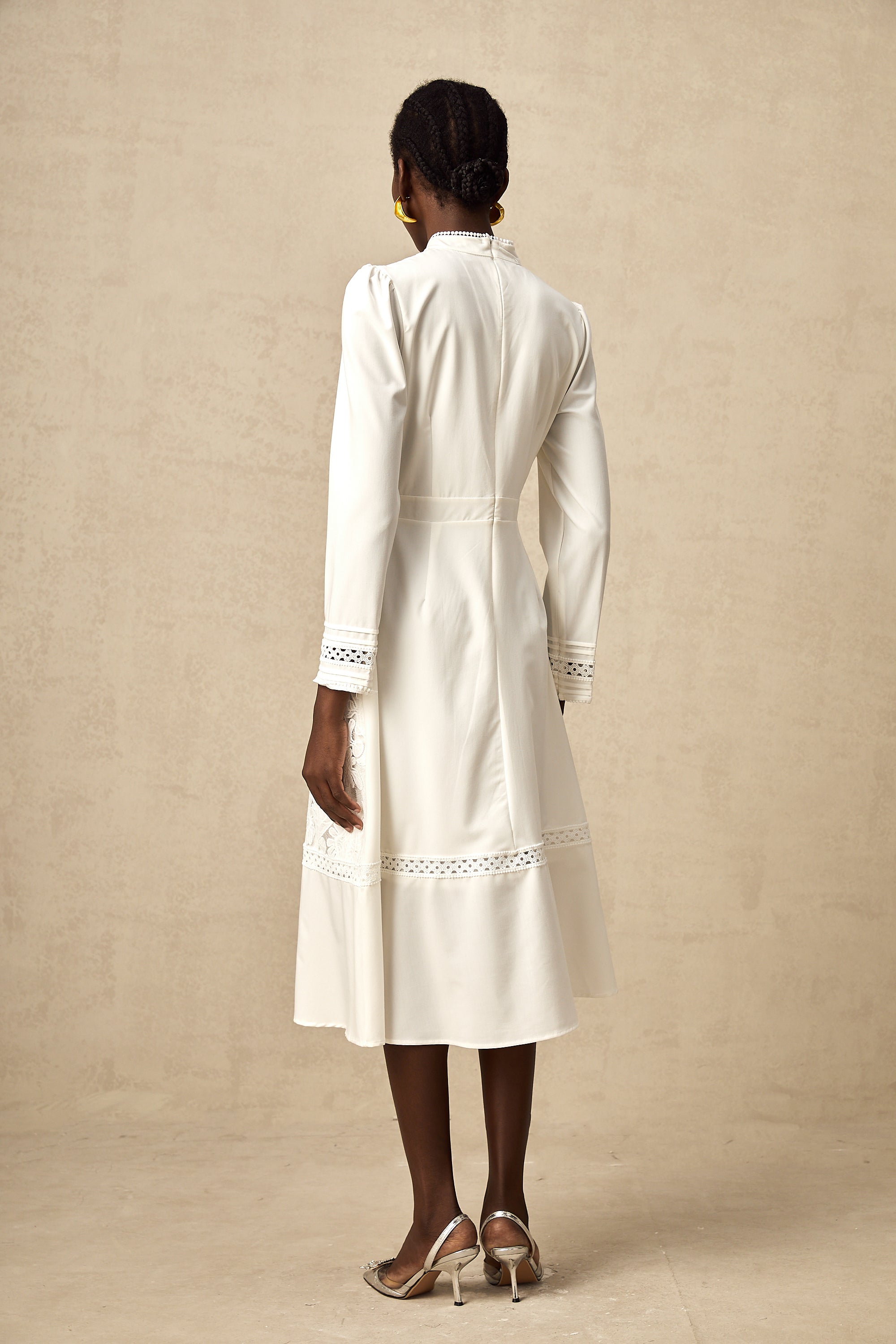 Madeleine white panelled embroidered midi dress (Final Sale-US Only)