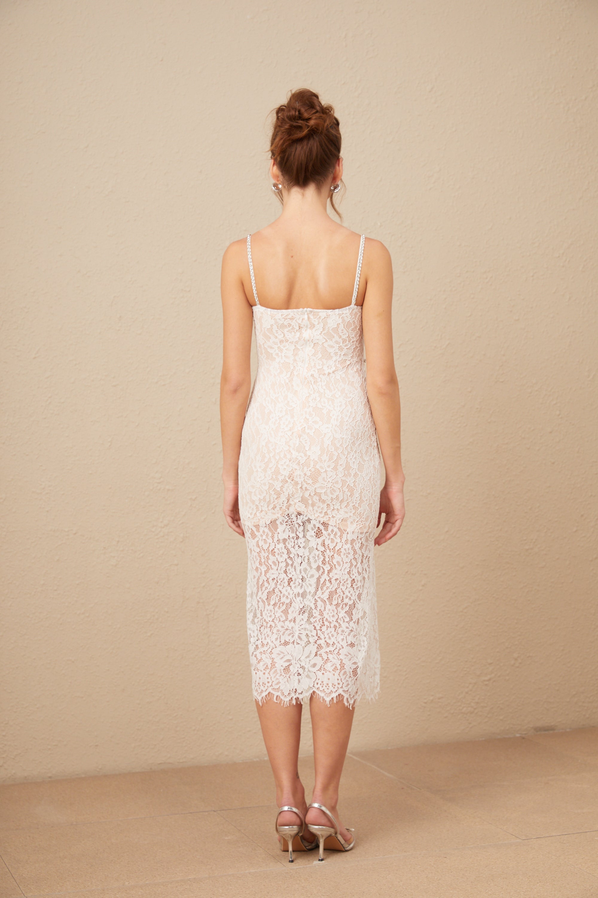 Carmen crystal bustier lace midi dress (Final Sale-US Only)