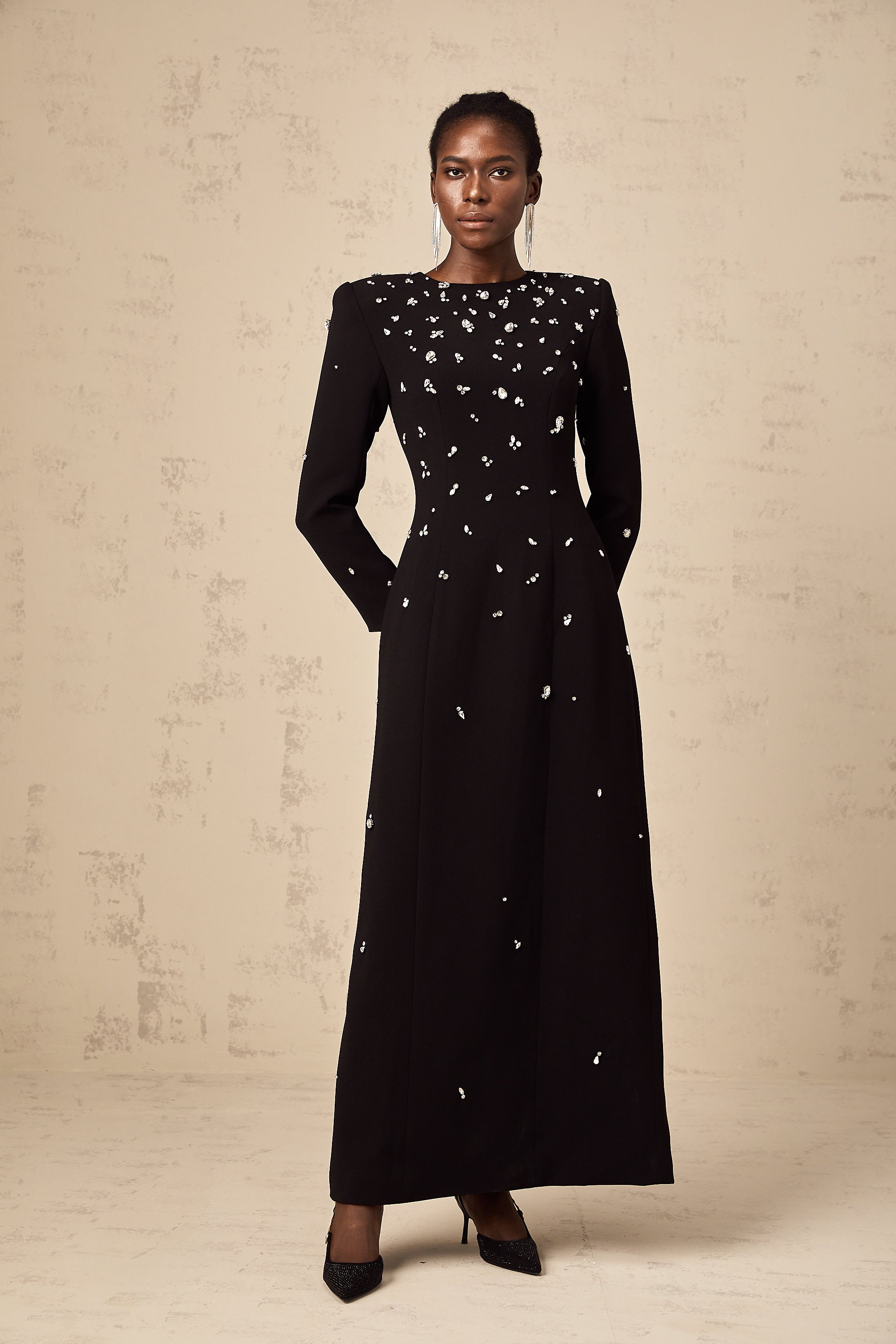 Imelda black crystal-embellished maxi dress (Final Sale)