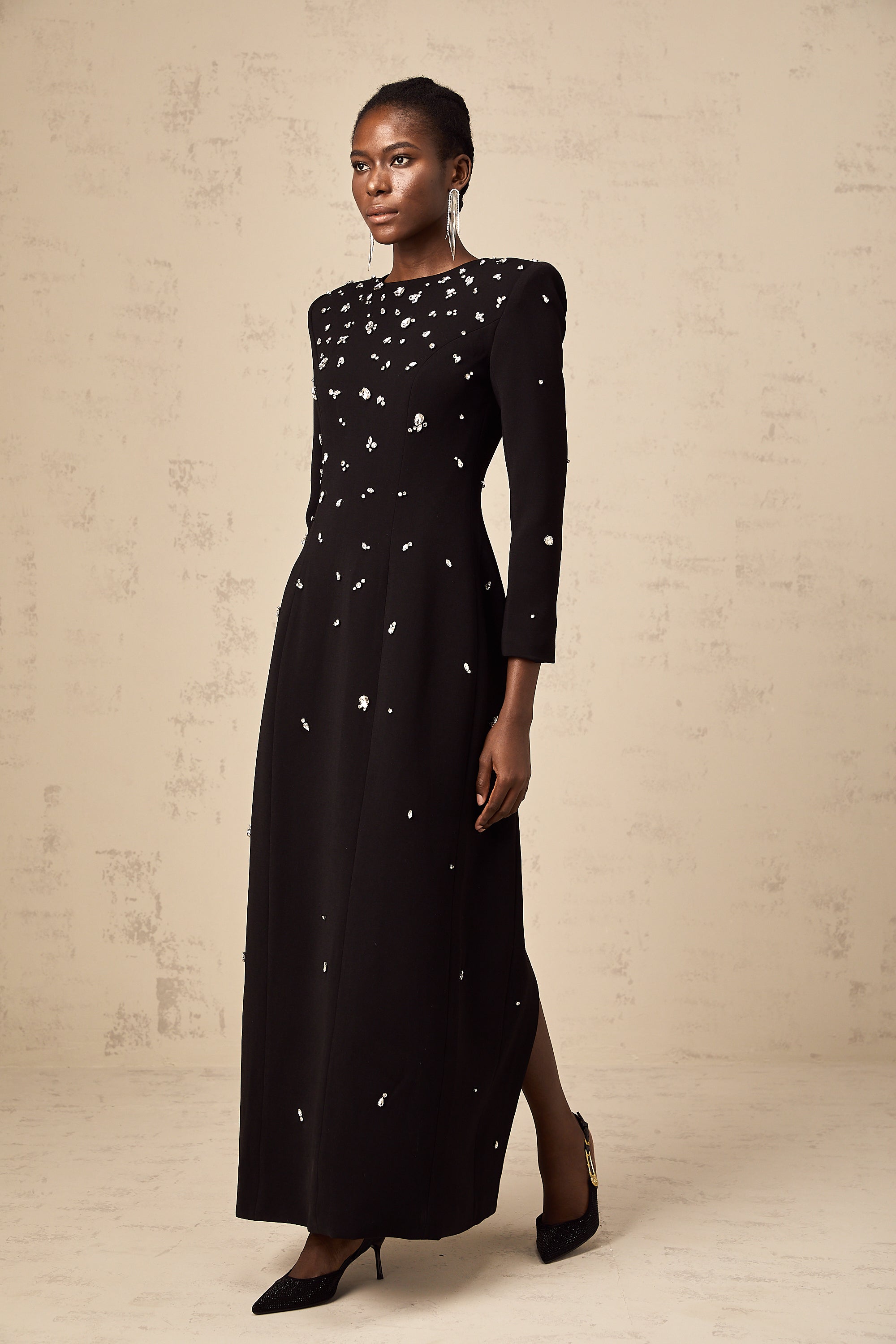 Imelda black crystal-embellished maxi dress (Final Sale)
