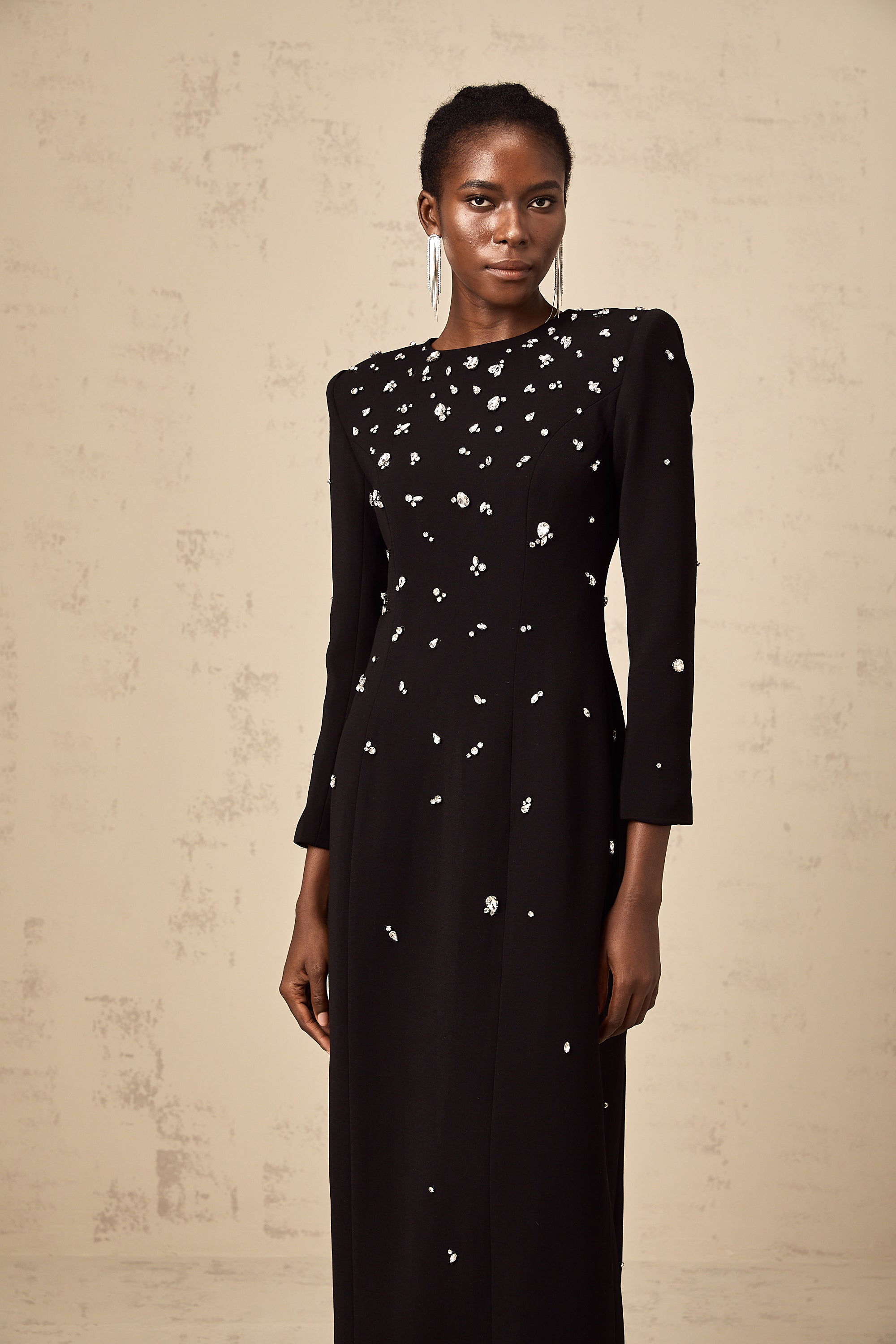 Imelda black crystal-embellished maxi dress (Final Sale)