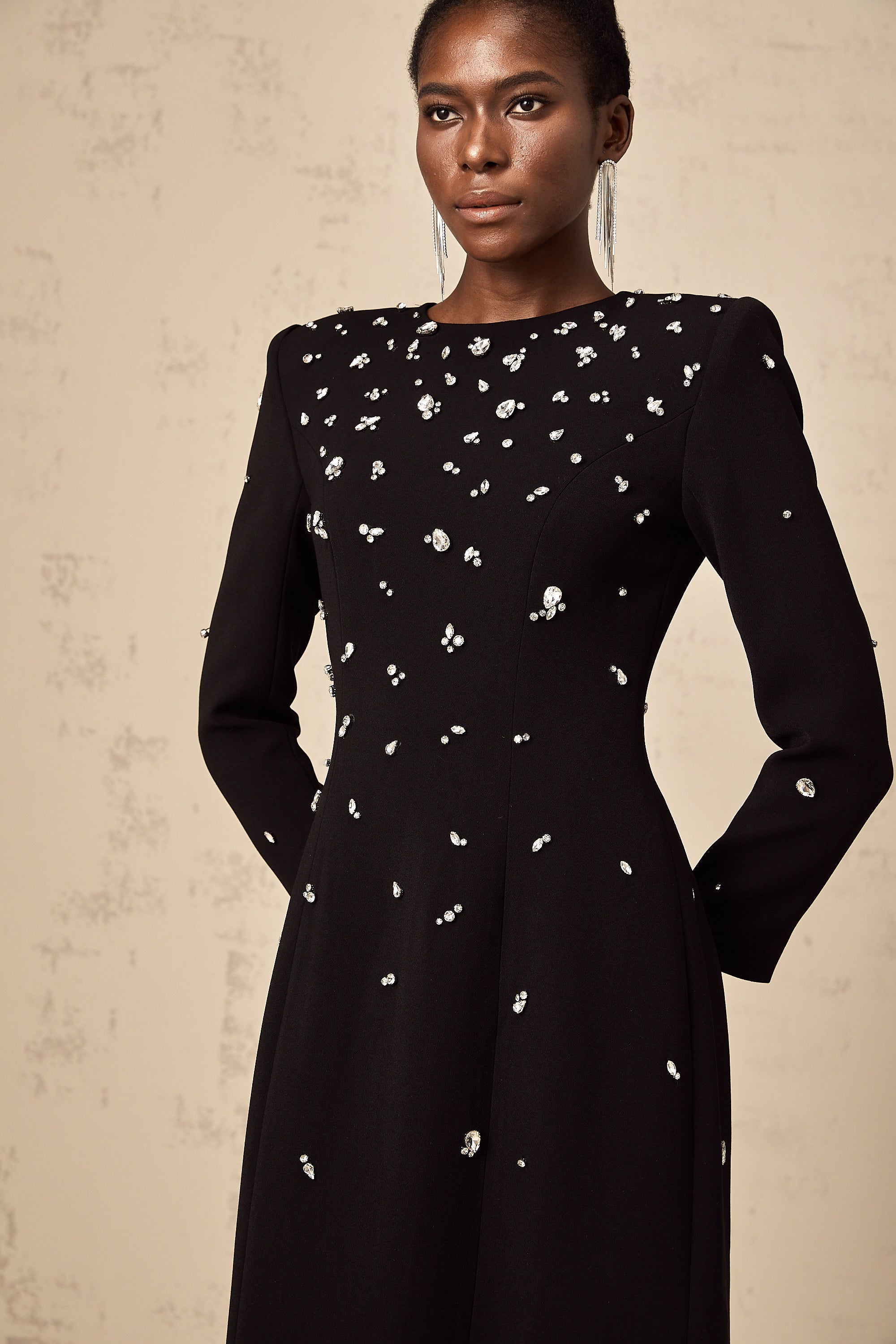 Imelda black crystal-embellished maxi dress (Final Sale)