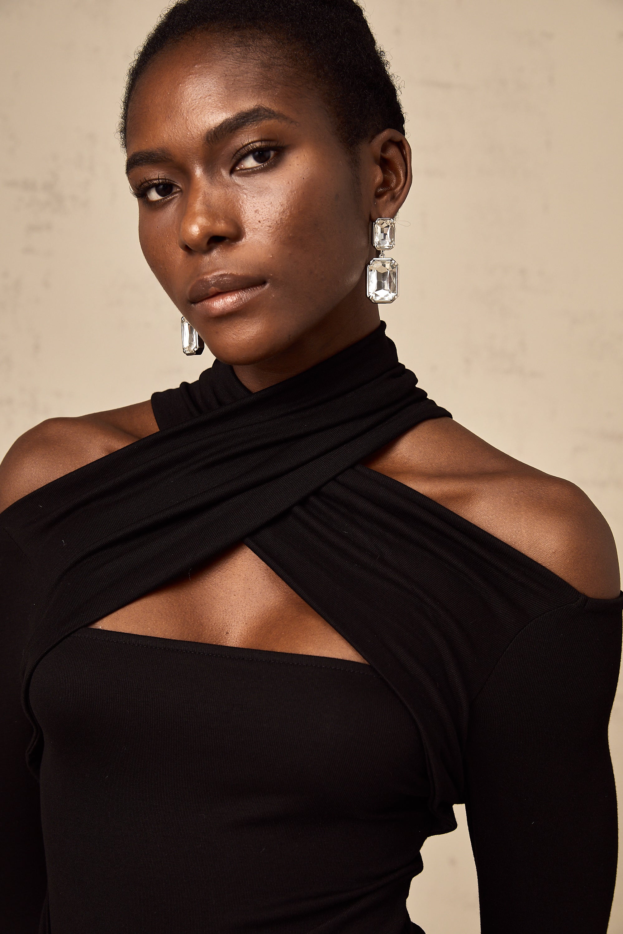 Odette black ruched stretch-jersey top (Final Sale)