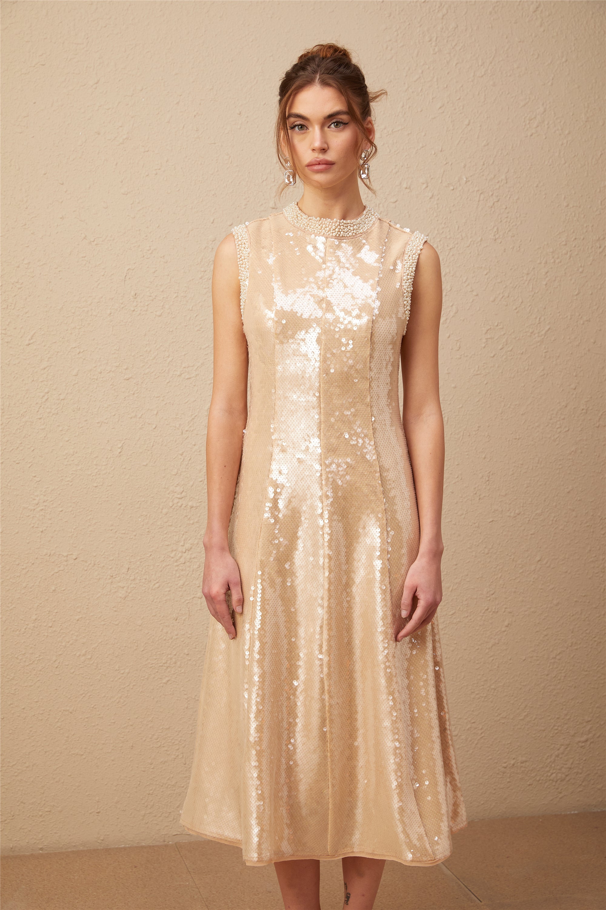 Ornella faux-pearl sequined midi dress (Final Sale)