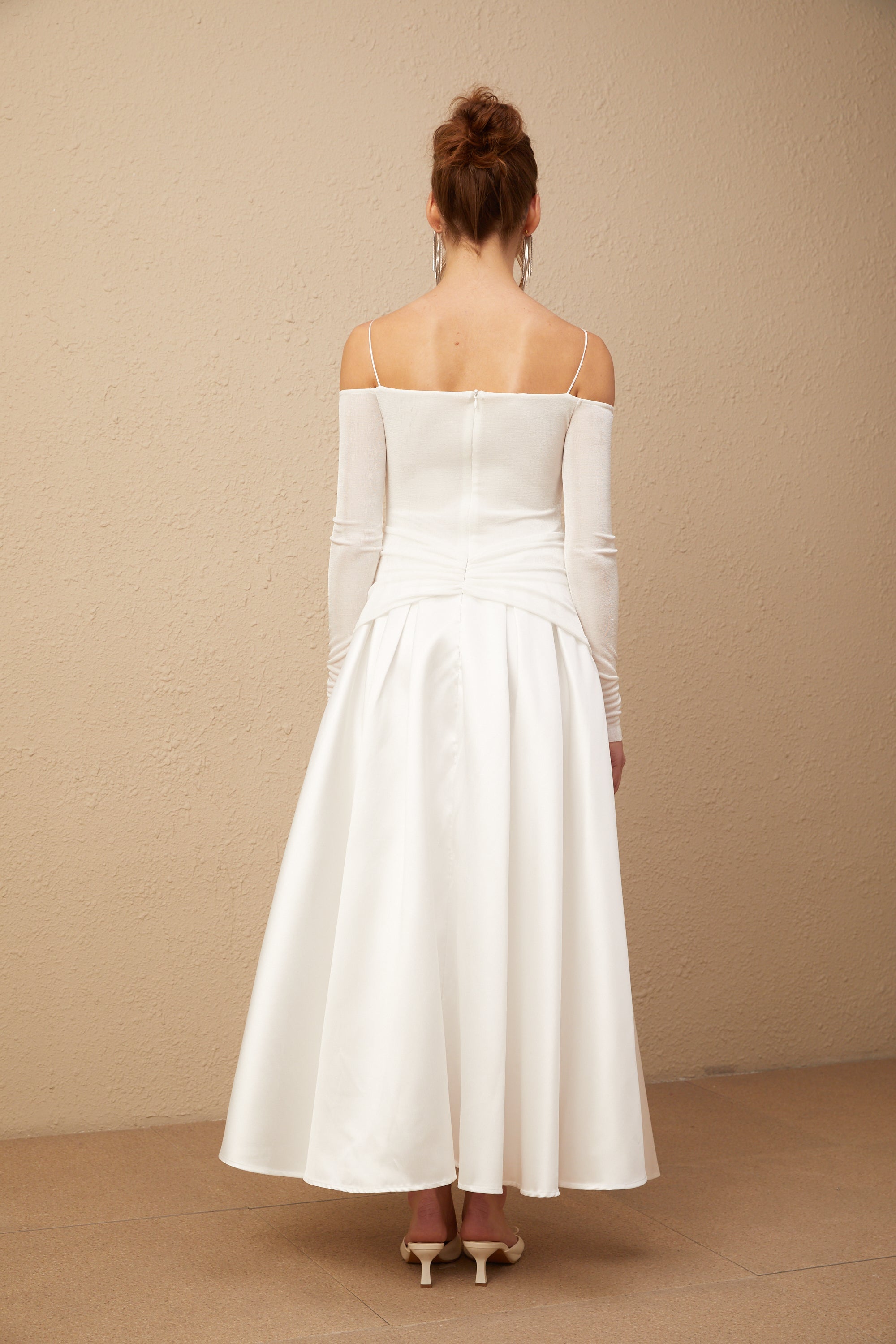 Nadine off-shoulder panelled maxi dress in White (Final Sale)