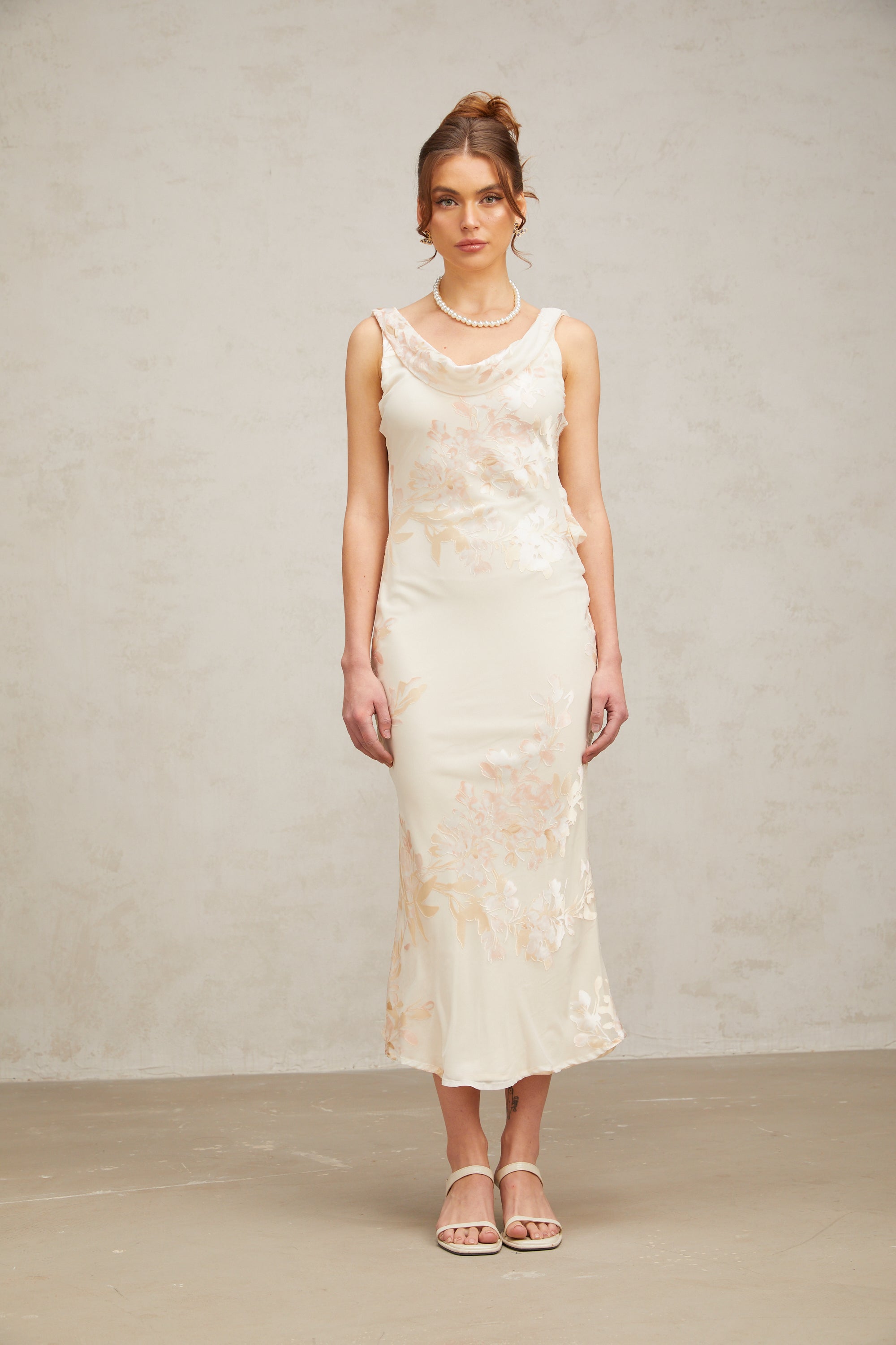 Yolanda beige floral-jacquard midi dress(Final Sale-US Only)