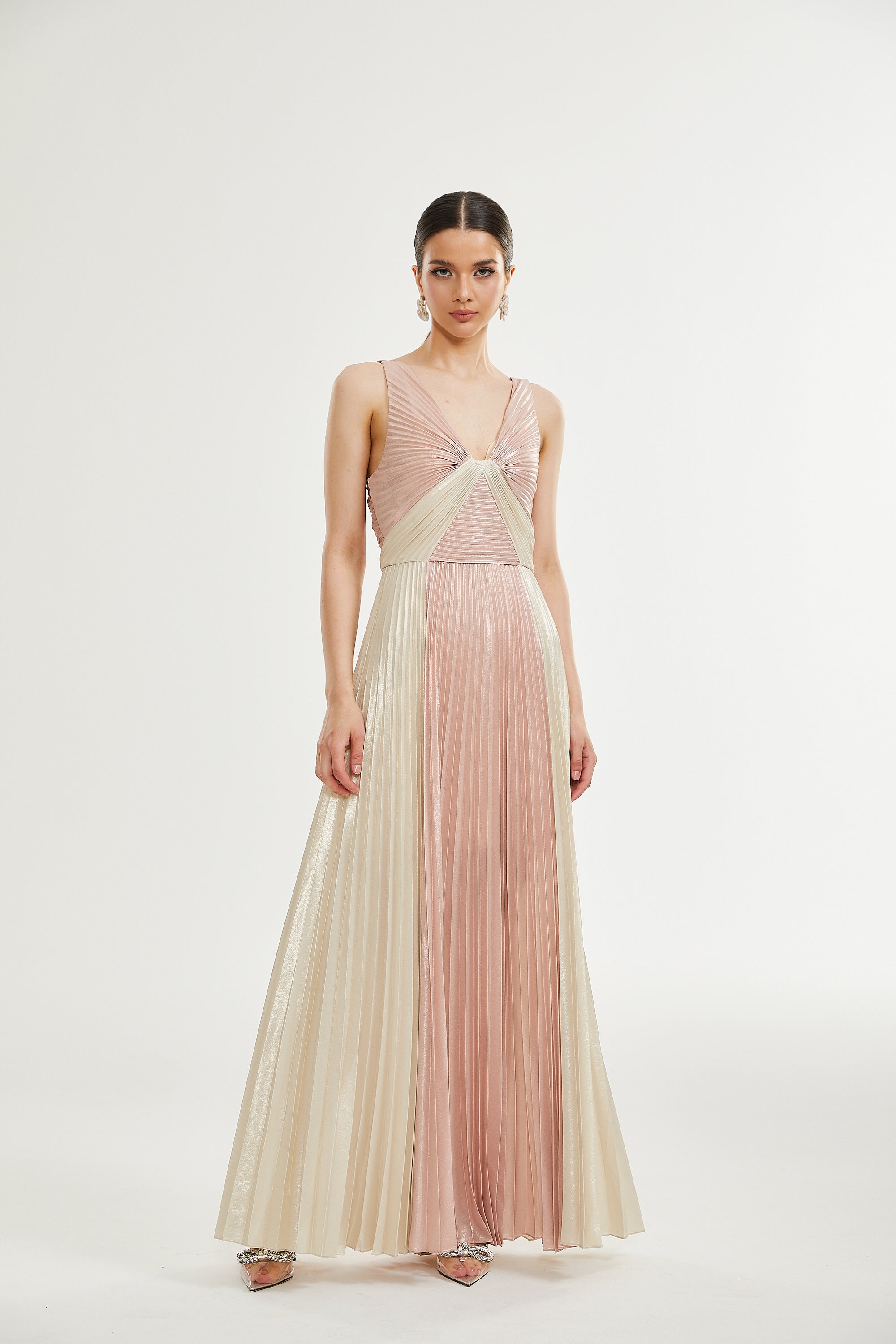 Shiema high-shine pleated dress (Final Sale-US Only)