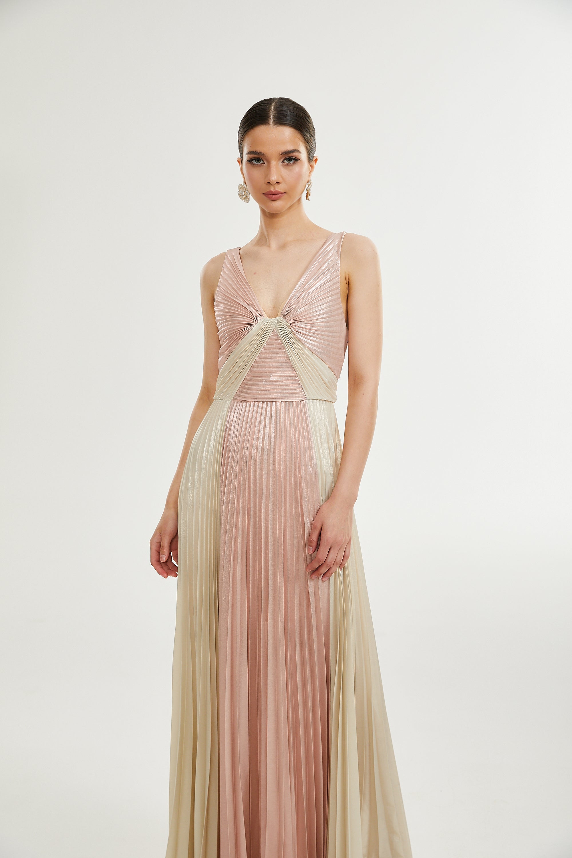 Shiema high-shine pleated dress (Final Sale-US Only)