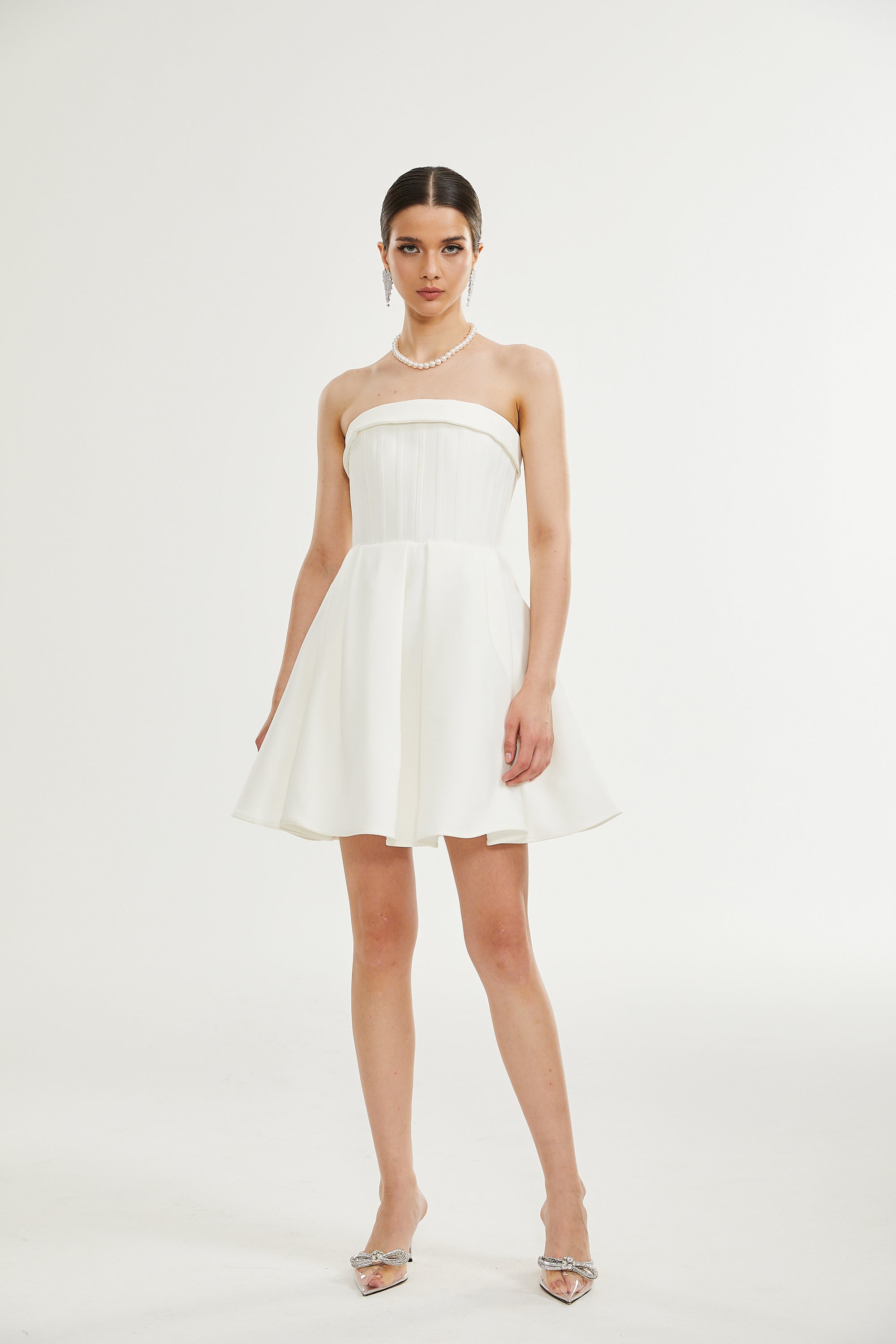 Kyra white off-shoulder flared dress (Final Sale-US Only)