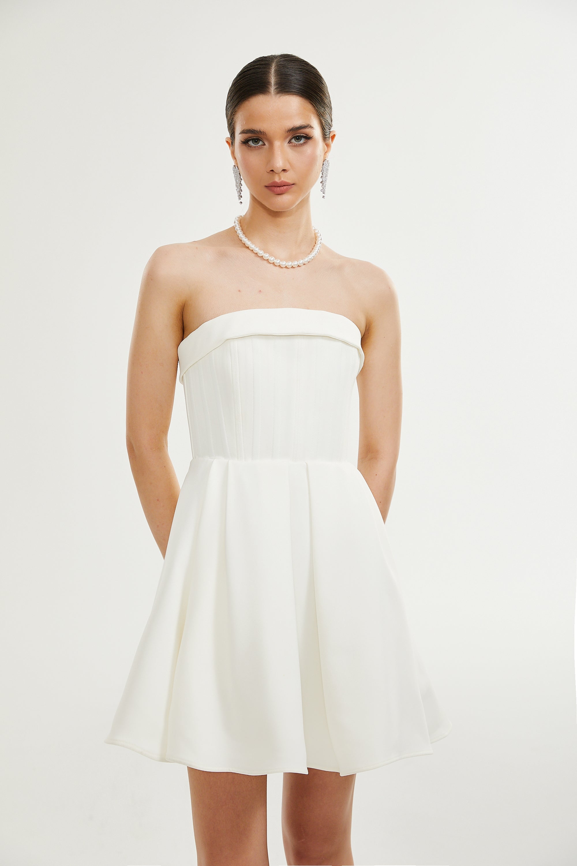 Kyra white off-shoulder flared dress (Final Sale-US Only)