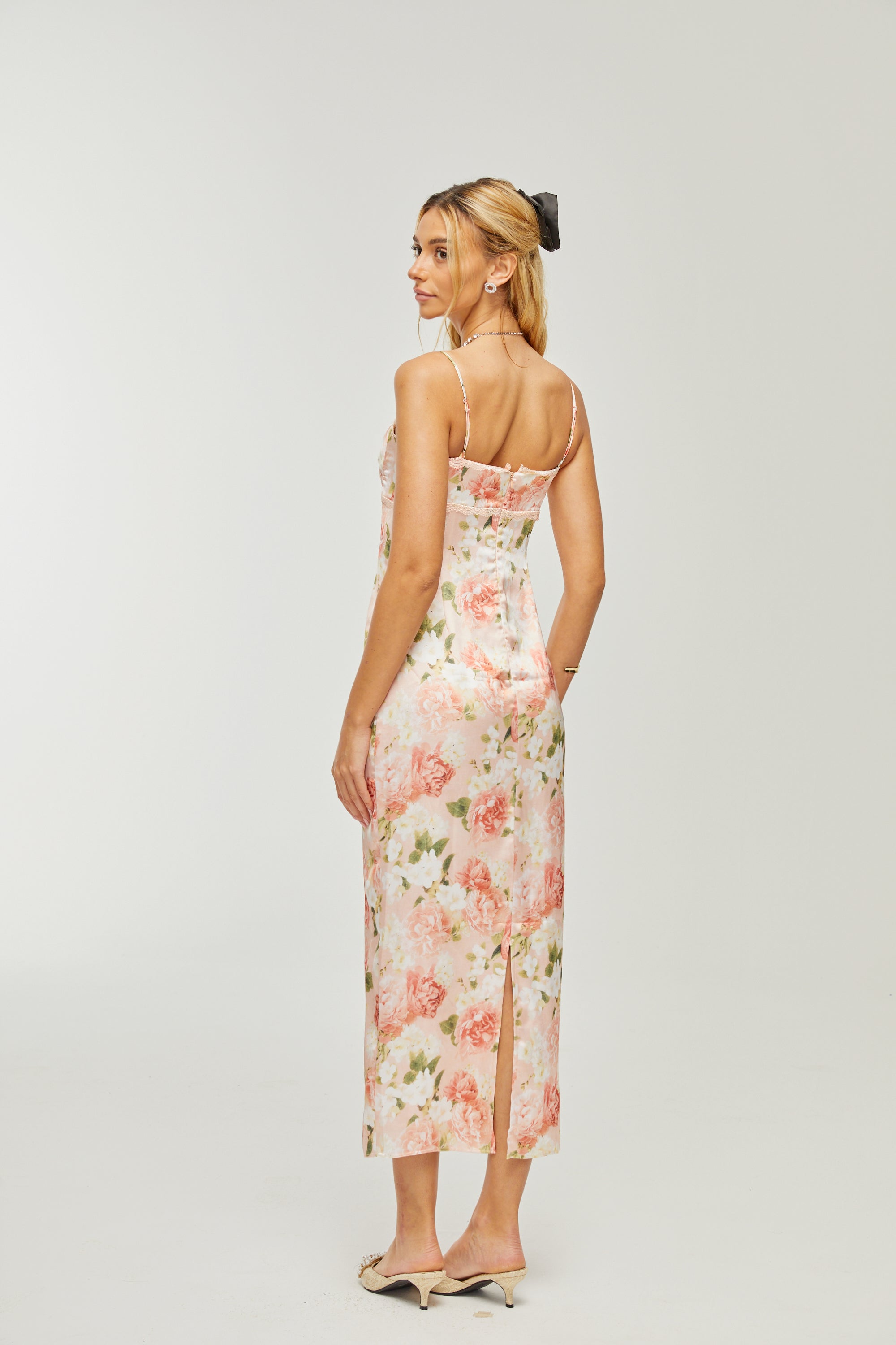 Yvette pink floral-print satin maxi dress (Final Sale-US Only)