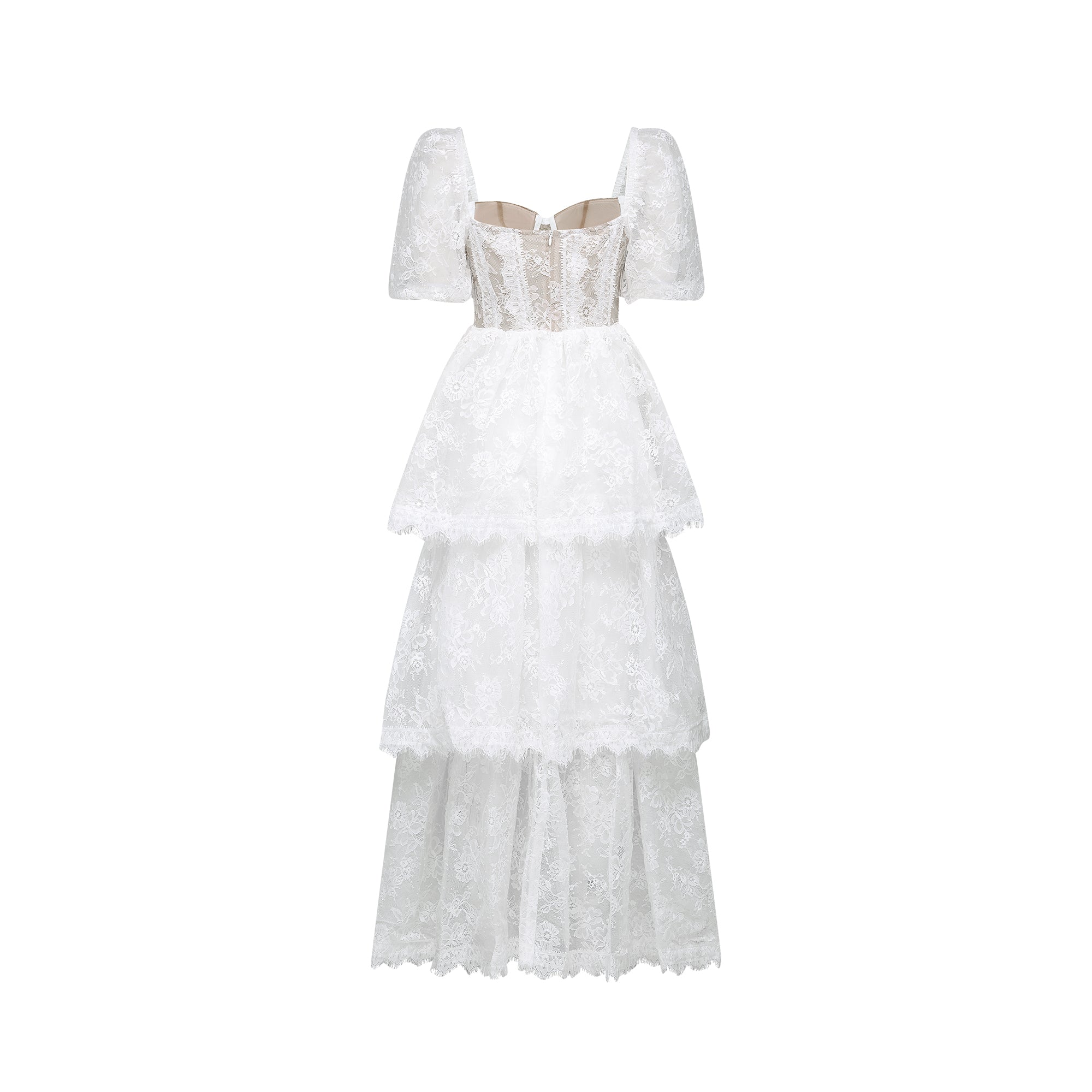 Mélisande white lace tiered maxi dress